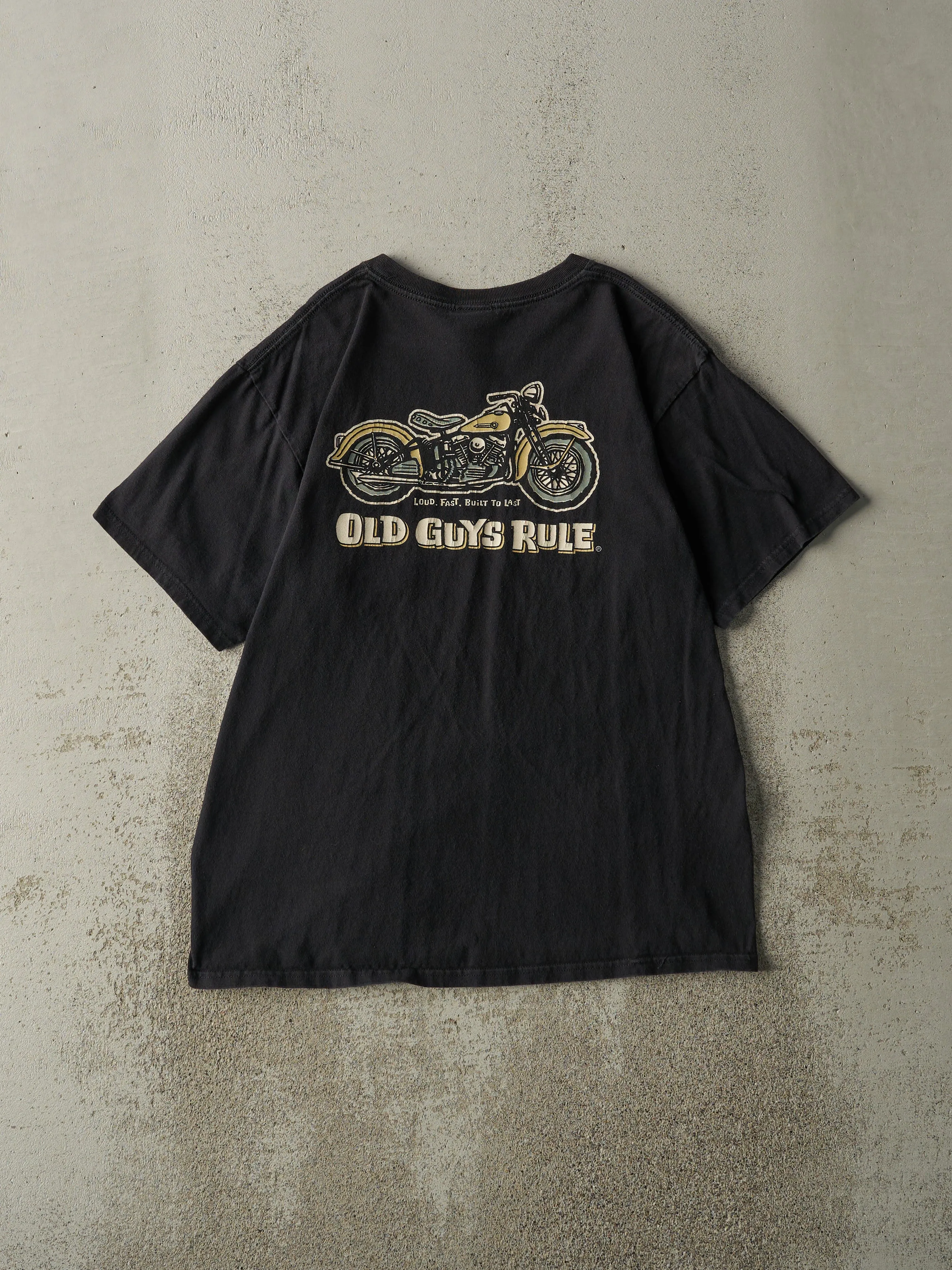 Vintage Y2K Black Old Guys Rule Biker Pocket Tee (M) sold by Rebalance Vintage