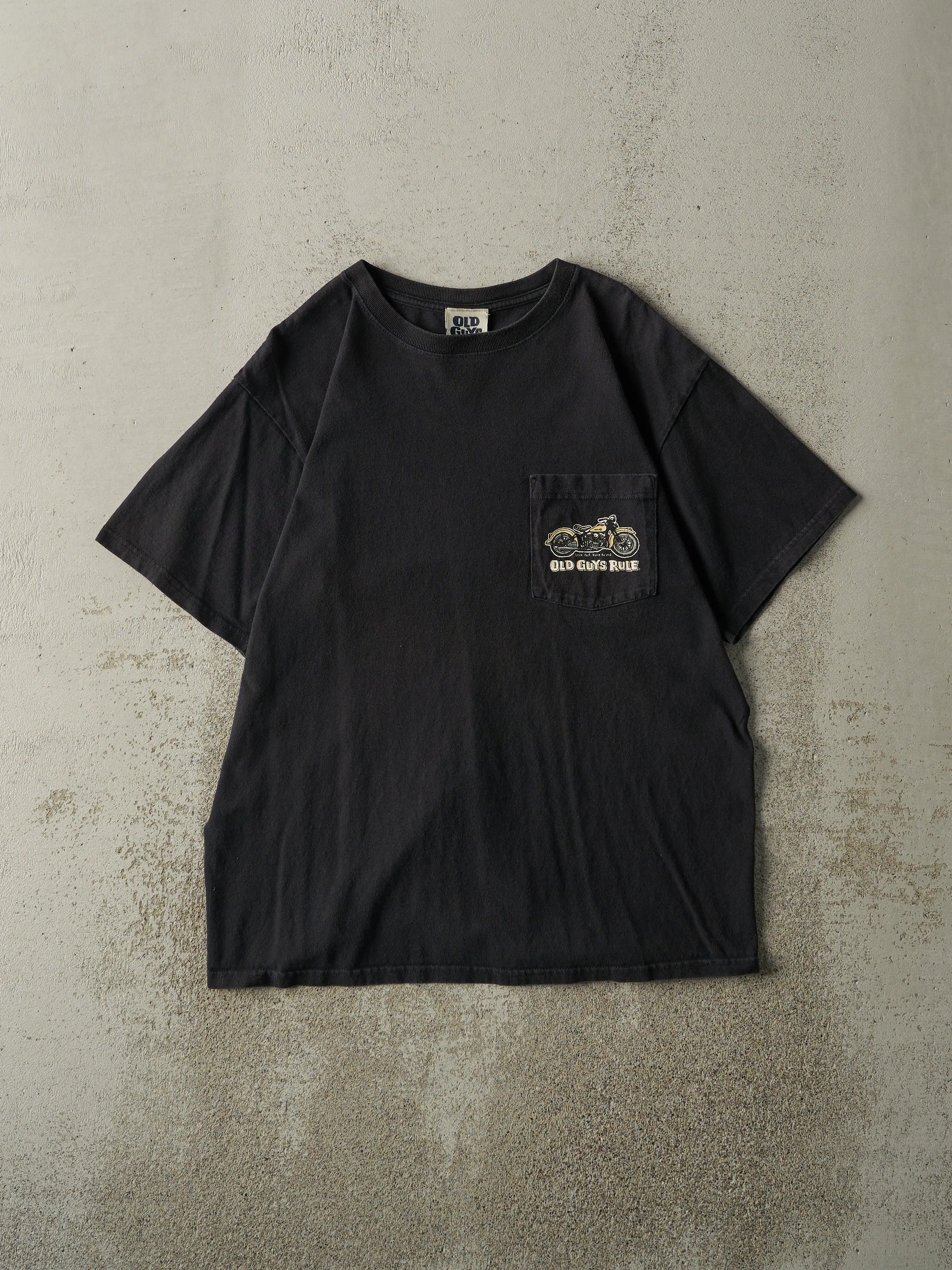 Vintage Y2K Black Old Guys Rule Biker Pocket Tee (M) sold by Rebalance Vintage product image thumbnail 2