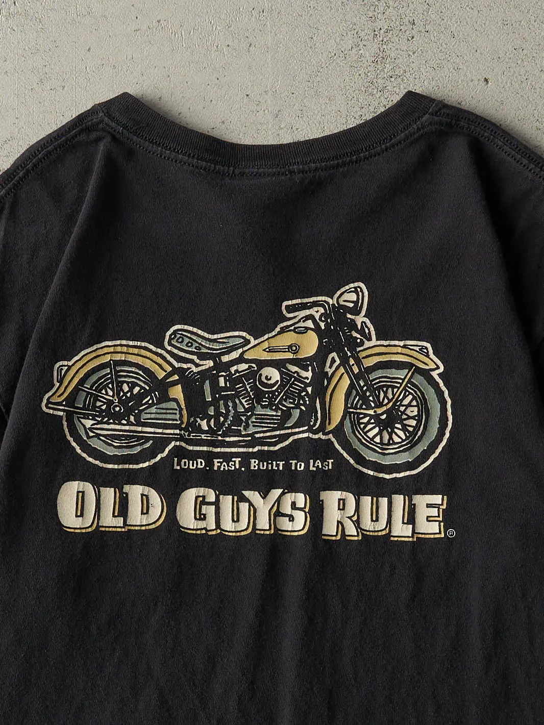 Vintage Y2K Black Old Guys Rule Biker Pocket Tee (M) sold by Rebalance Vintage product image thumbnail 4
