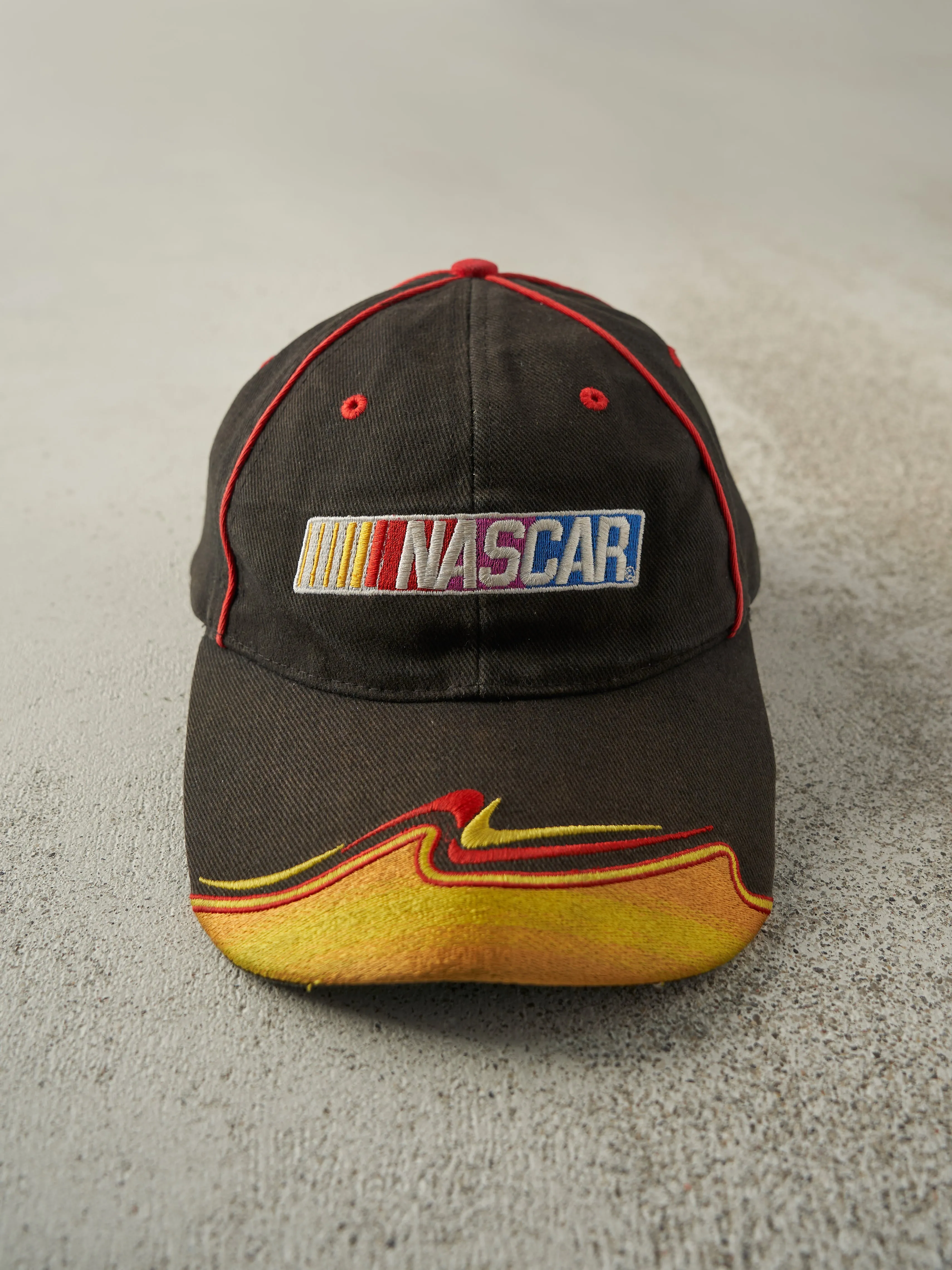 Vintage Y2K Faded Black Nascar Embroidered Velcro Back Hat sold by Rebalance Vintage
