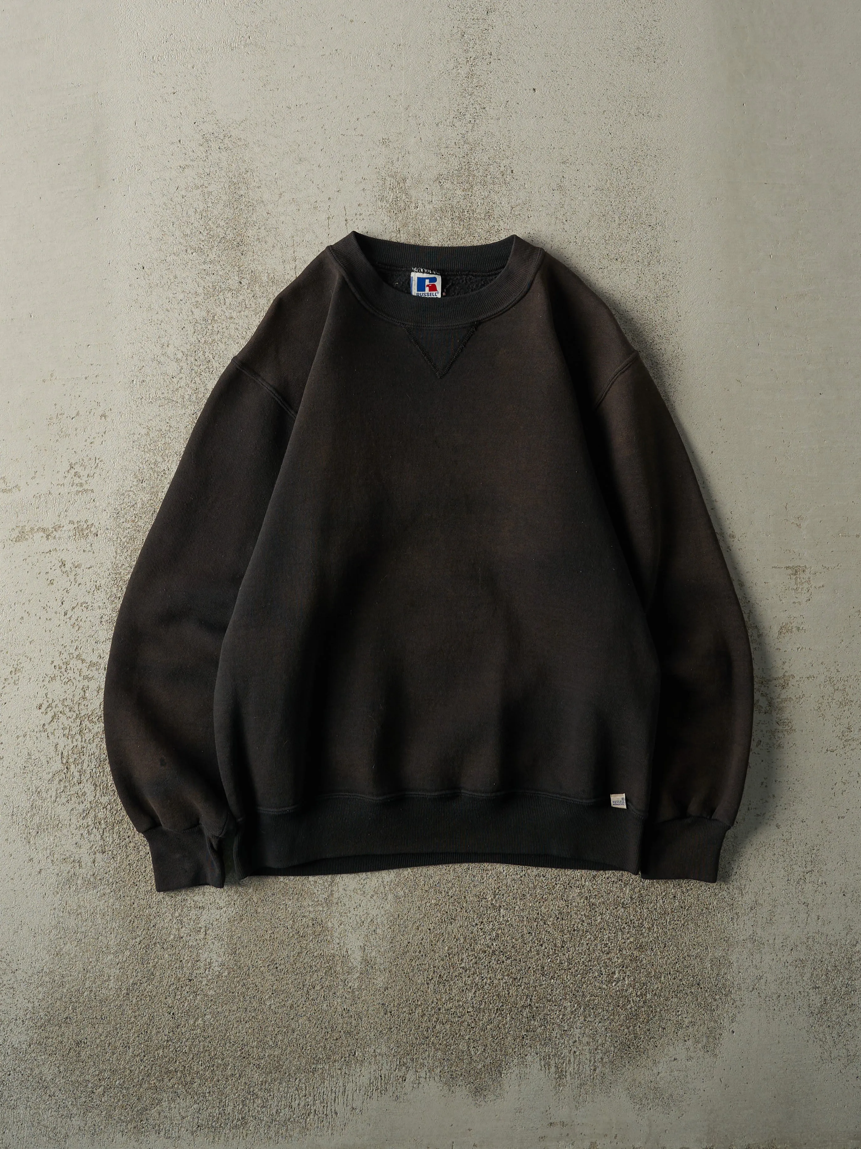 Vintage 90s Faded Black Russell Athletic Crewneck (S) sold by Rebalance Vintage