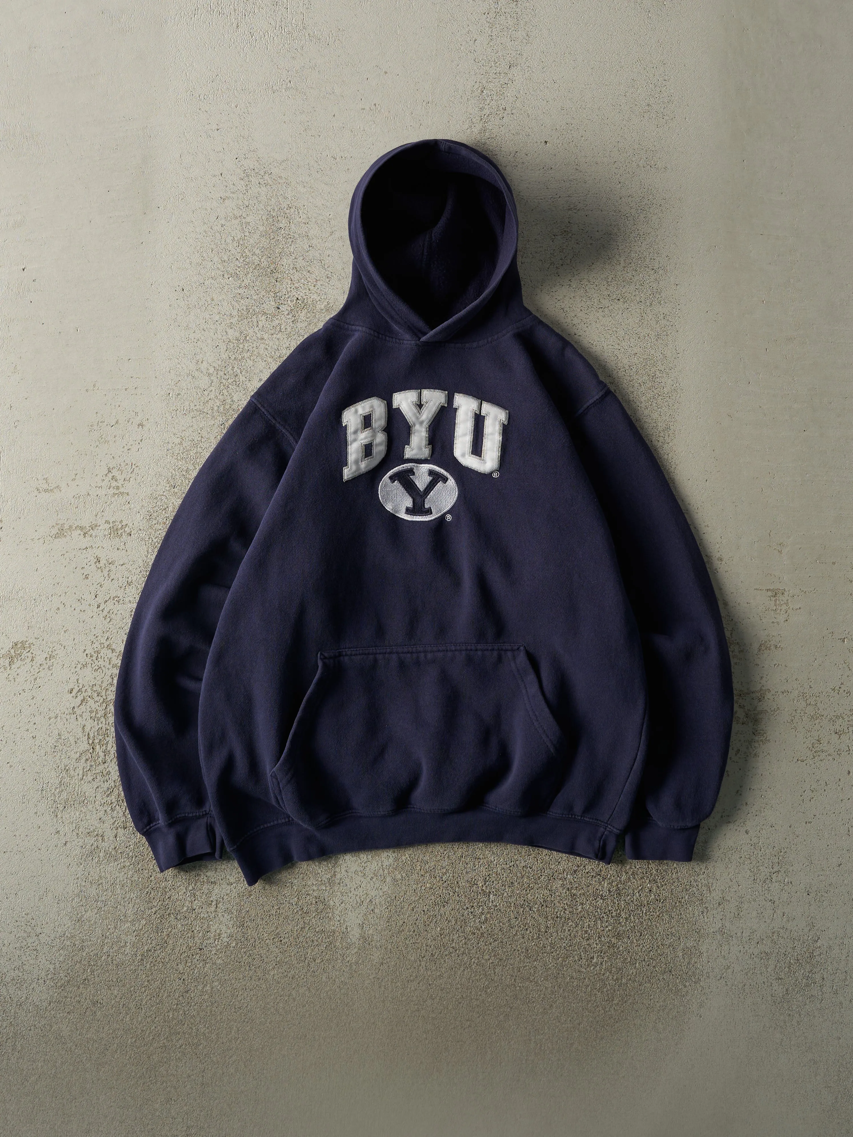 Vintage Y2K Navy Blue Embroidered BYU University Hoodie (M) sold by Rebalance Vintage