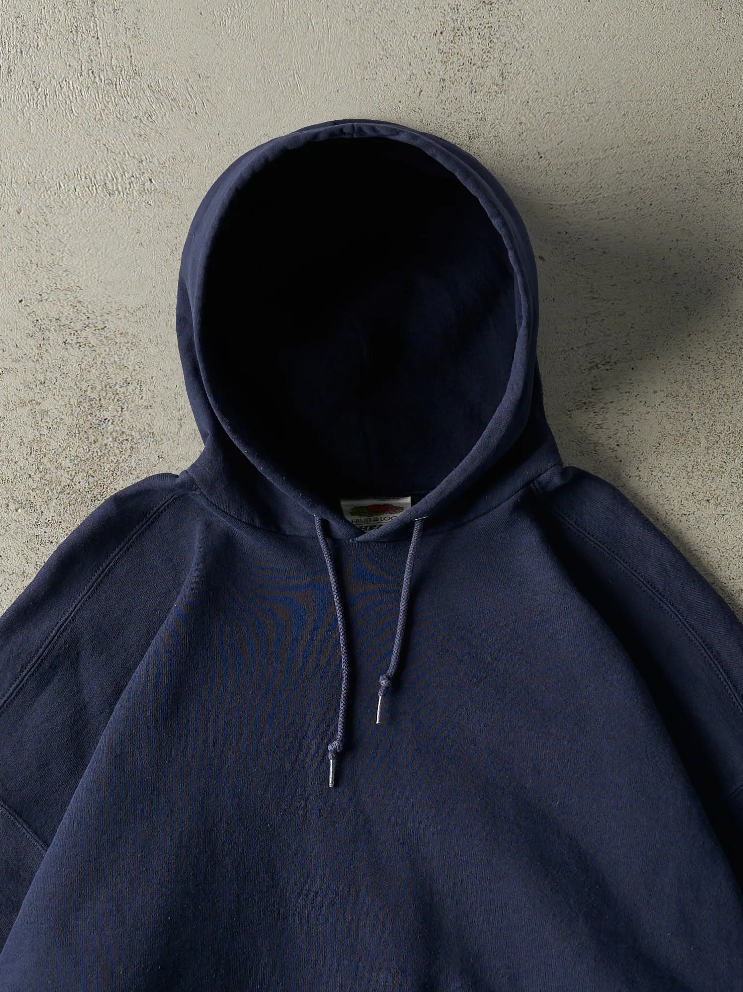 Vintage 90s Navy Blue Blank Hoodie (XL) sold by Rebalance Vintage product image thumbnail 2