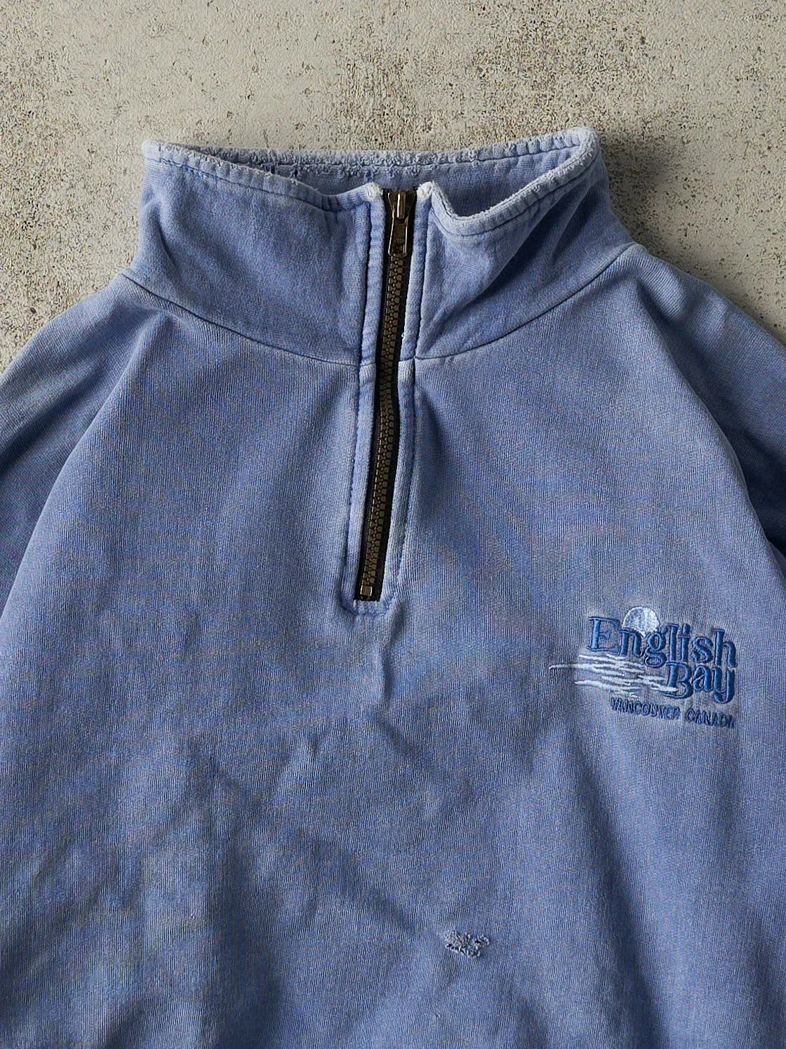 Vintage 90s Washed Blue Embroidered English Bay Quarter Zip (XL) sold by Rebalance Vintage product image thumbnail 2