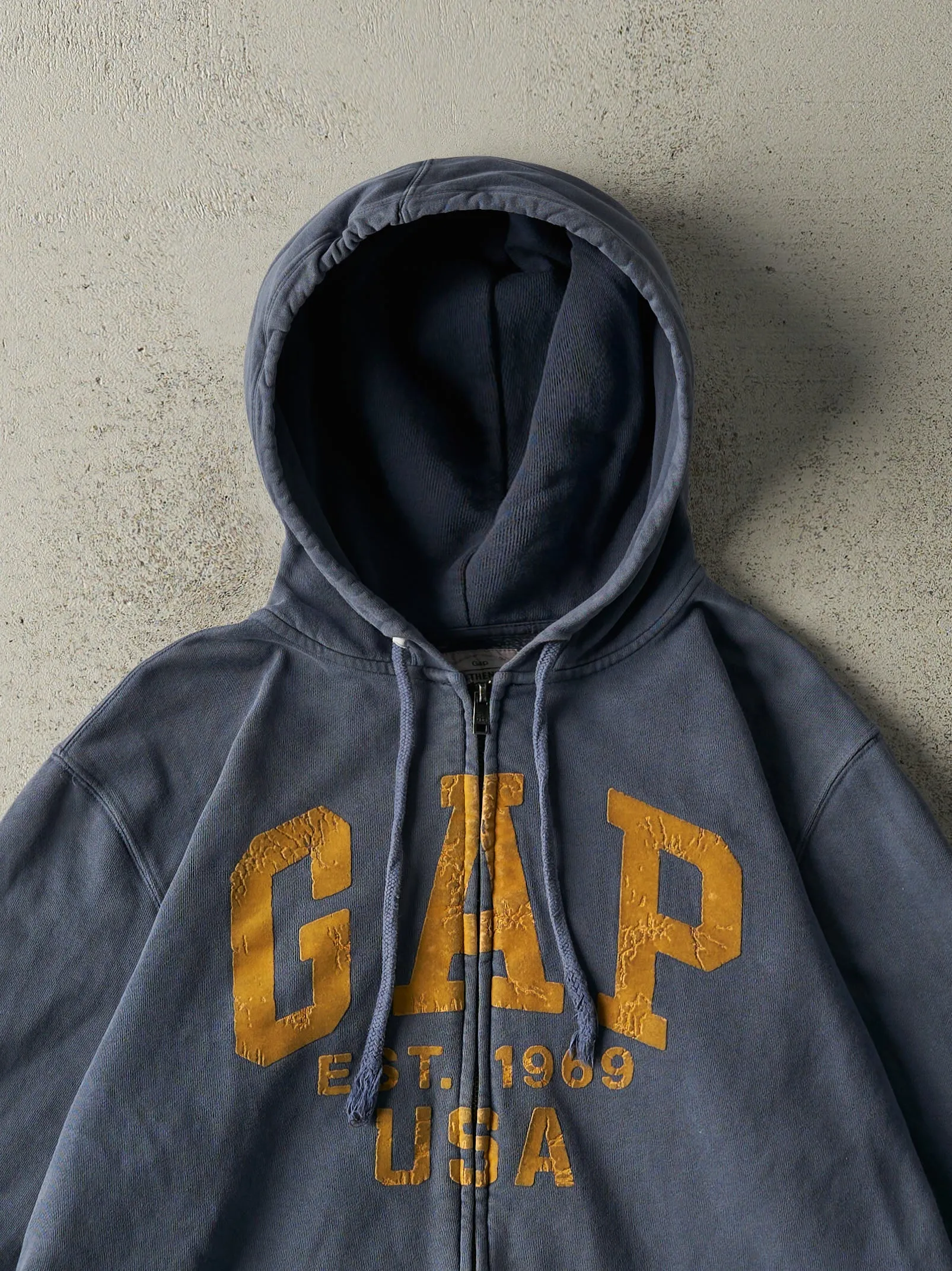 Vintage Y2K Slate Blue Gap Zip Up Boxy Hoodie (M) sold by Rebalance Vintage product image thumbnail 2