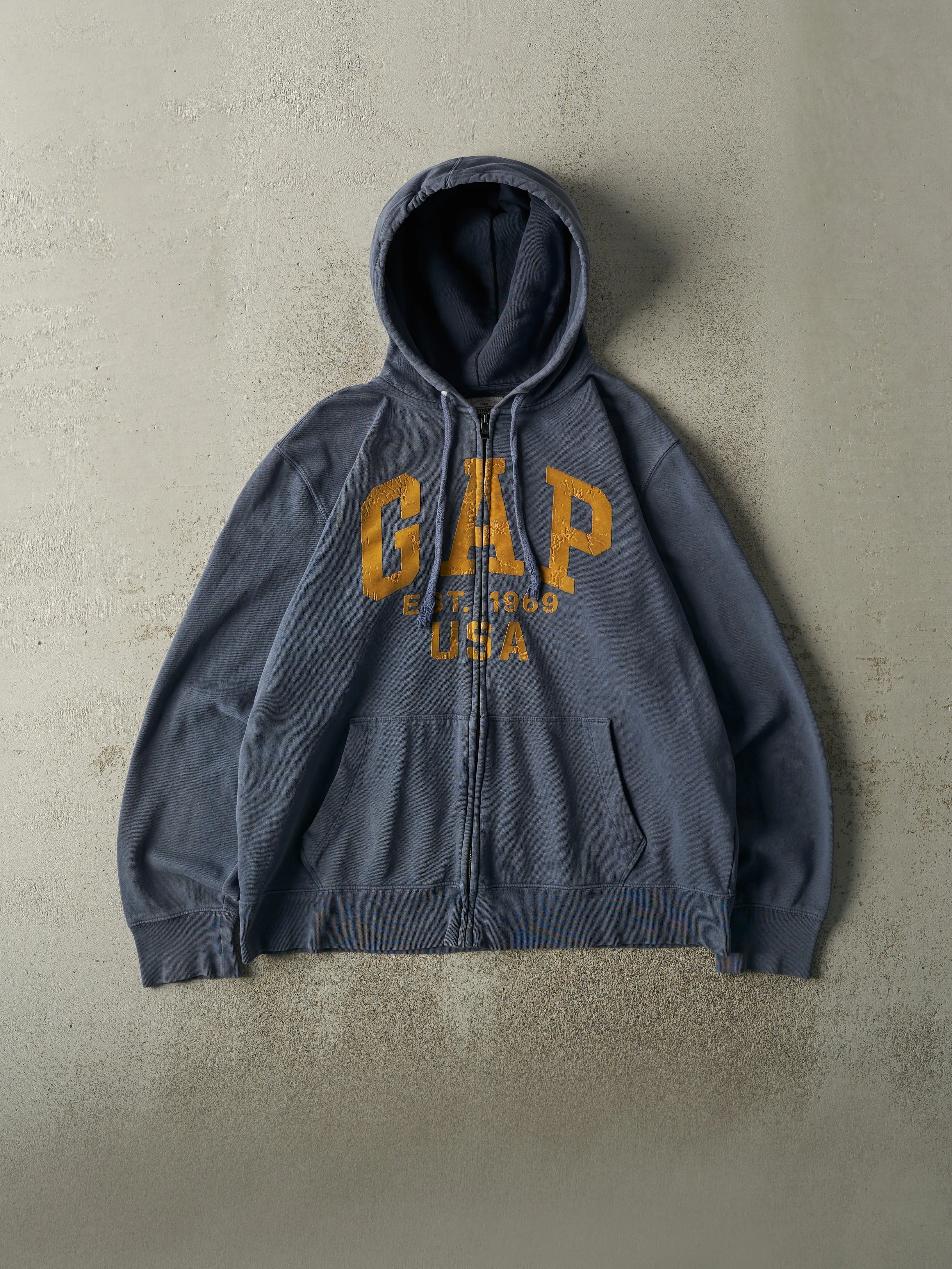 Vintage Y2K Slate Blue Gap Zip Up Boxy Hoodie (M) sold by Rebalance Vintage