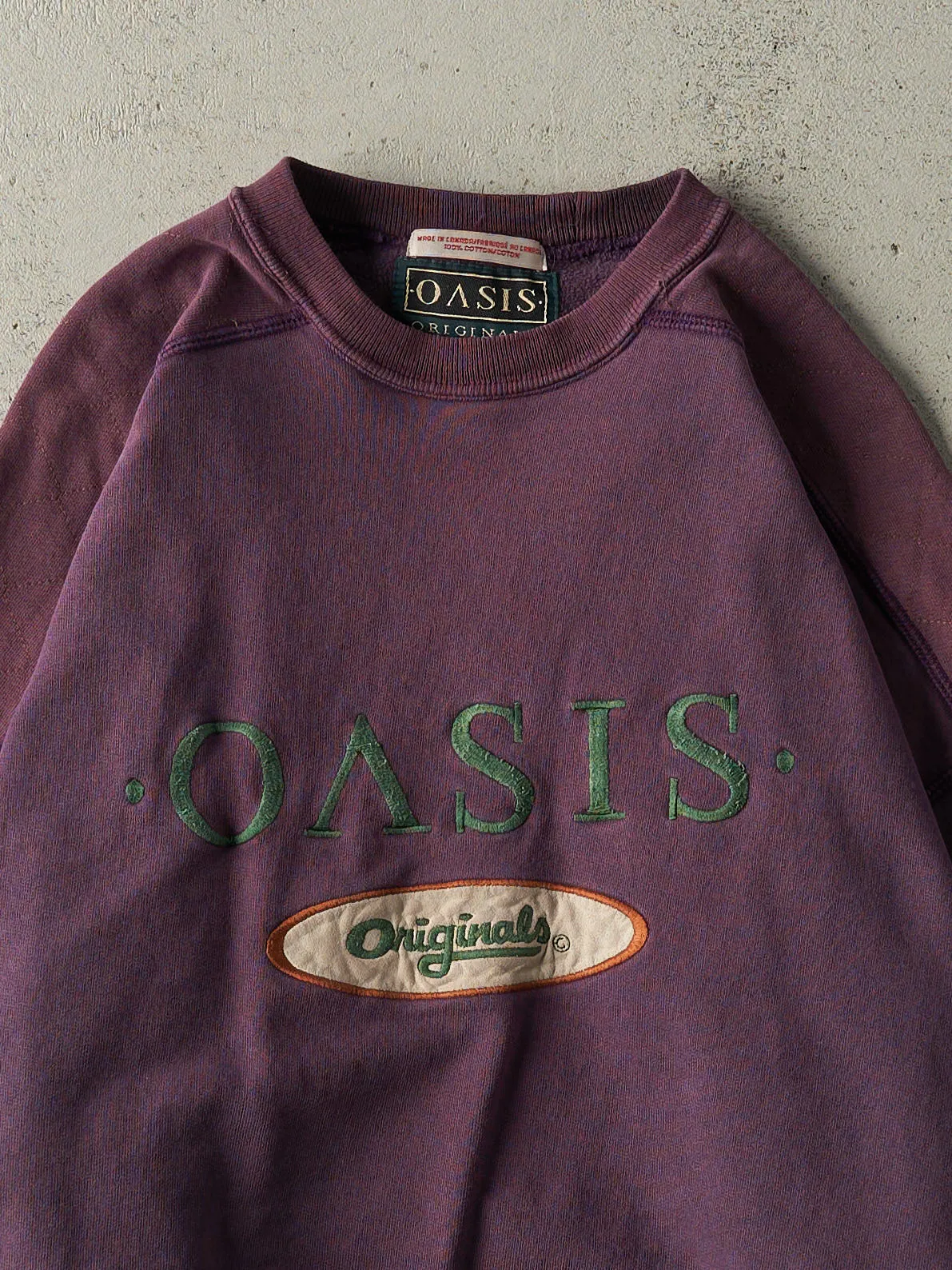 Vintage 90s Purple Embroidered Oasis Crewneck (M/L) sold by Rebalance Vintage product image thumbnail 2