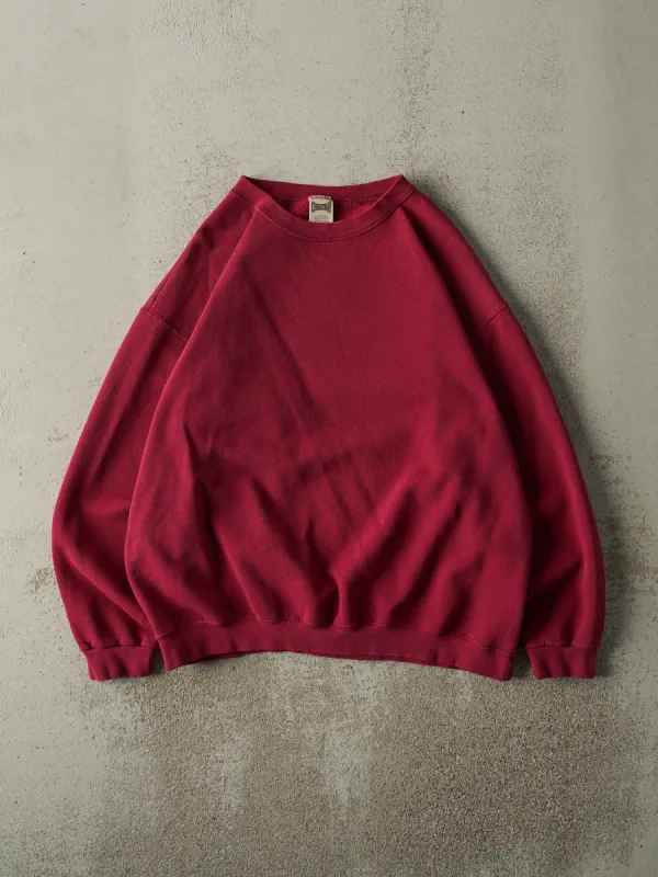Vintage 90s Burgundy Blank Crewneck (L) sold by Rebalance Vintage