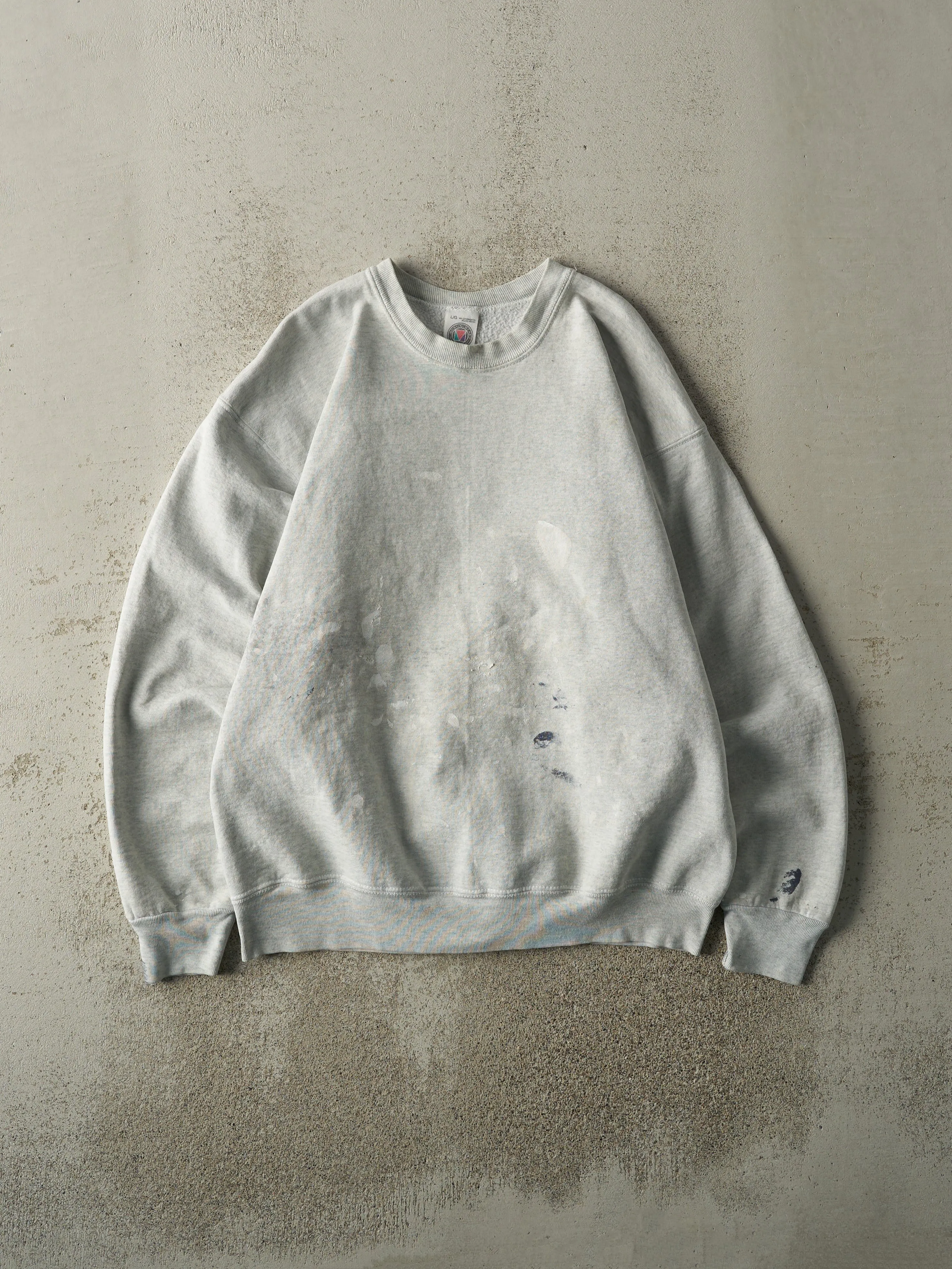 Vintage 90s Heather Grey Blank Crewneck (M) sold by Rebalance Vintage