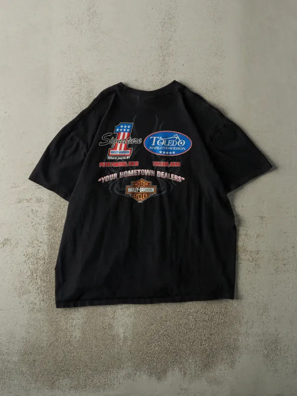 Vintage 12' Black Ohio Harley Davidson Tee (L) sold by Rebalance Vintage