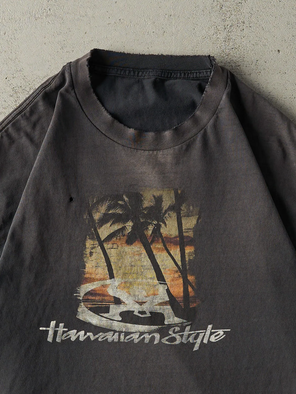 Vintage Y2K Sun Faded Black Hawaiian Style Tee (L) sold by Rebalance Vintage product image thumbnail 2