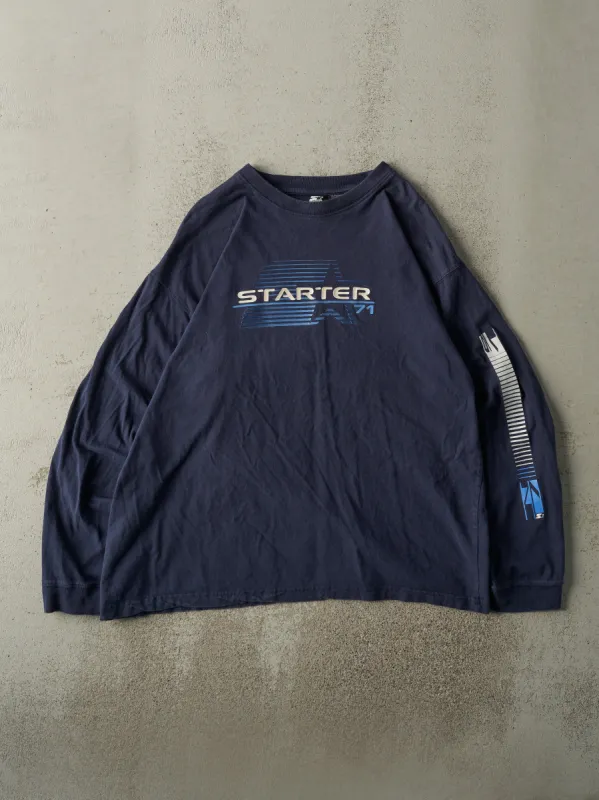 Vintage Y2K Navy Blue Starter Long Sleeve (L) sold by Rebalance Vintage