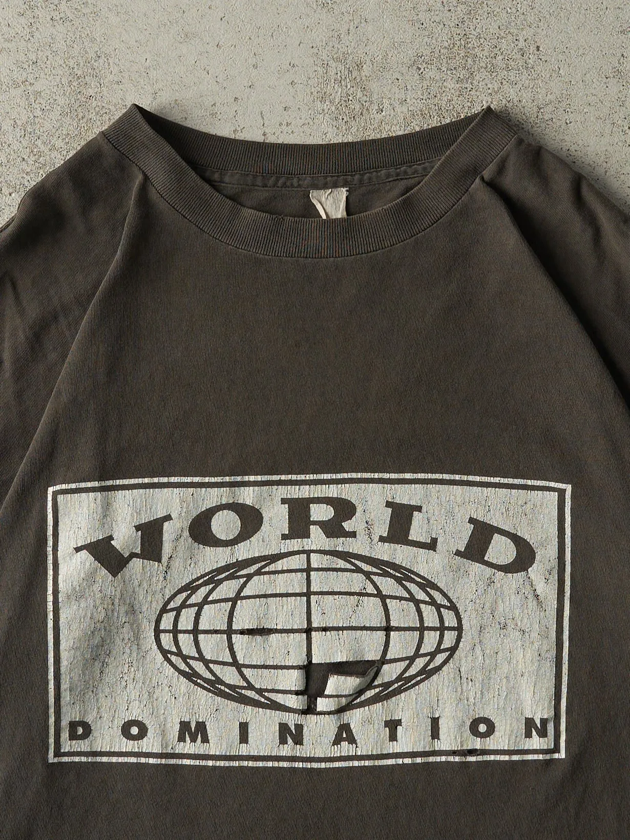Vintage 90s Brown World Domination Tee (M/L) sold by Rebalance Vintage product image thumbnail 3