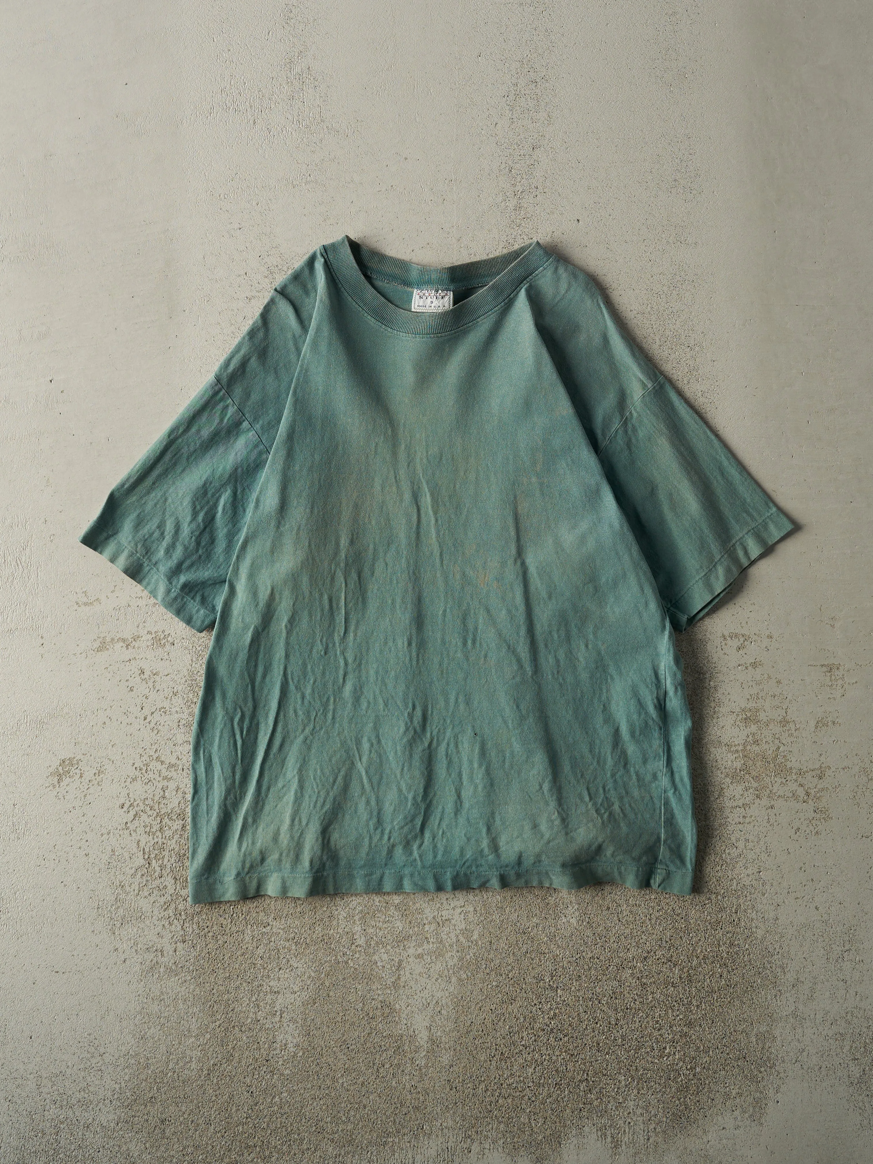 Vintage 90s Sun Faded Green Blank Tee (S/M) sold by Rebalance Vintage