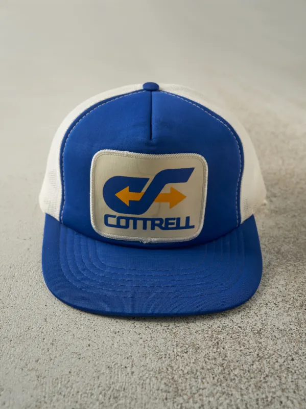 Vintage 80s Blue & White Cottrell Foam Trucker Hat sold by Rebalance Vintage