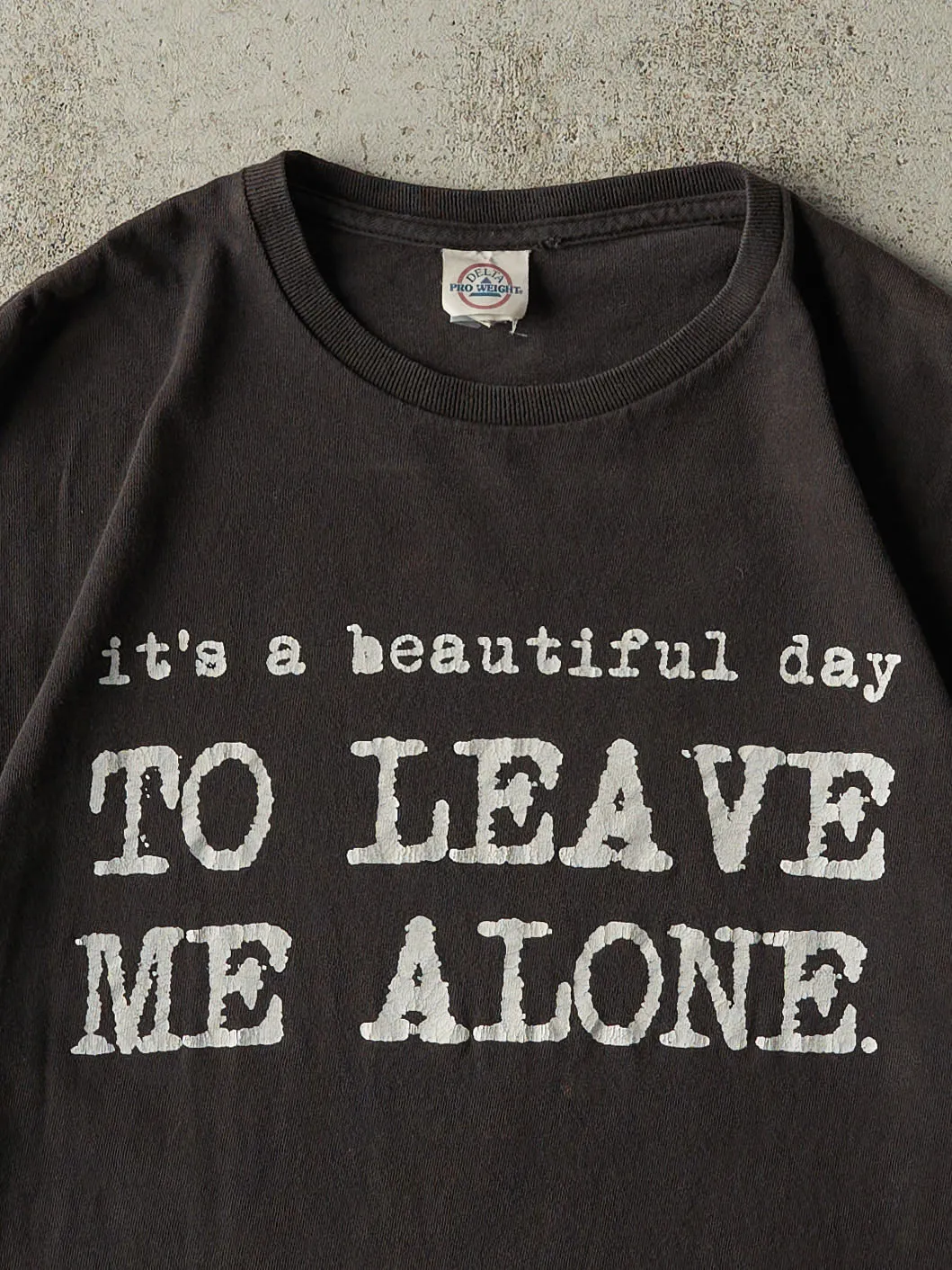Vintage Y2K Faded Black "Leave Me Alone" Tee (L) sold by Rebalance Vintage product image thumbnail 2