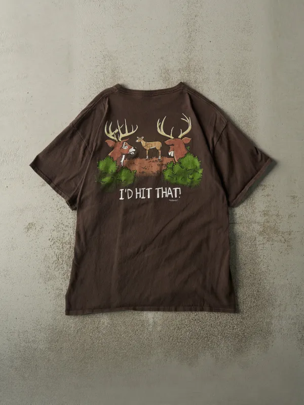 Vintage 11' Brown "I'd Hit That" Slogan Tee (M) sold by Rebalance Vintage
