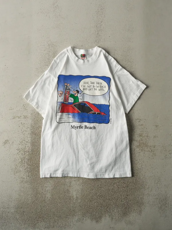 Vintage 90s White Myrtle Beach Slogan Single Stitch Tee (M) made by Rebalance Vintage