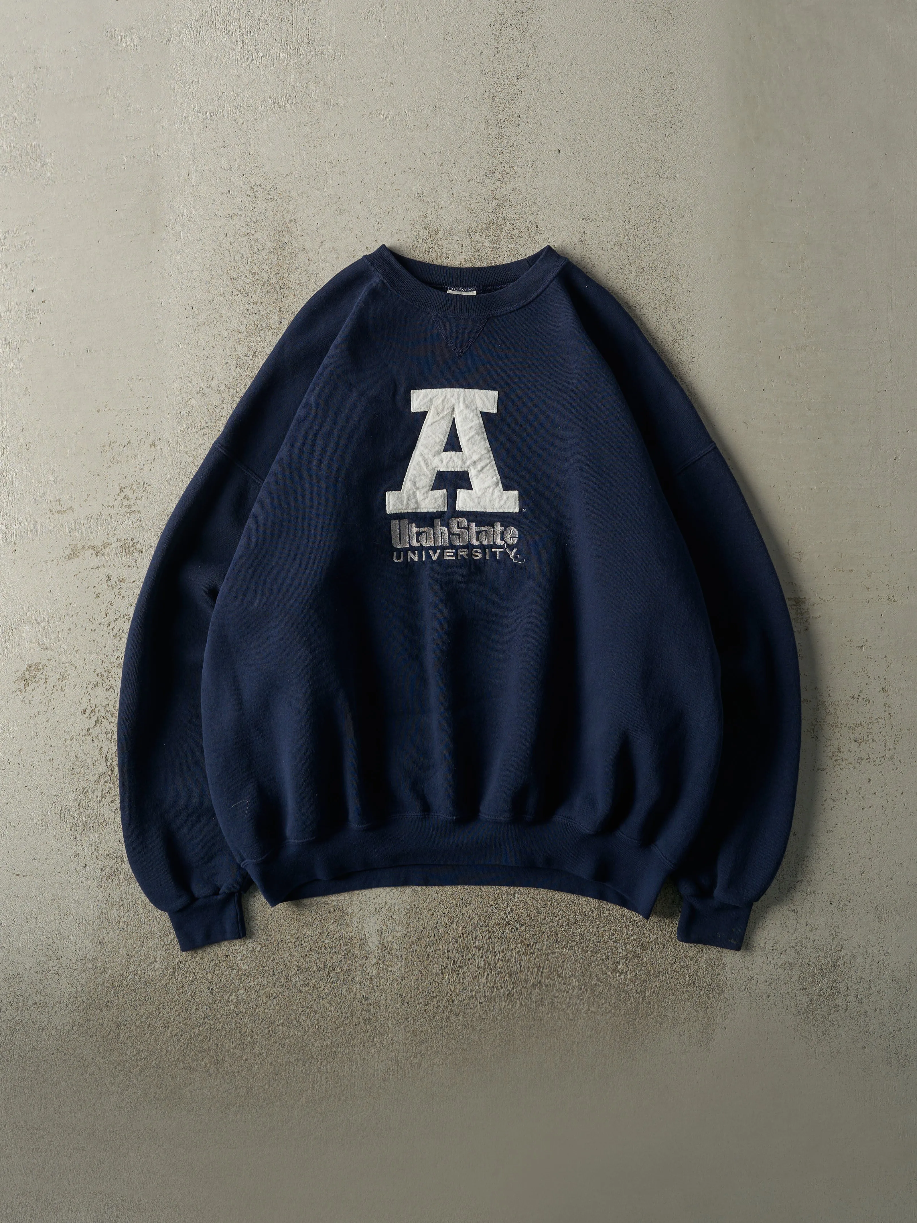Vintage 90s Navy Blue Utah State University Boxy Crewneck (XL) sold by Rebalance Vintage
