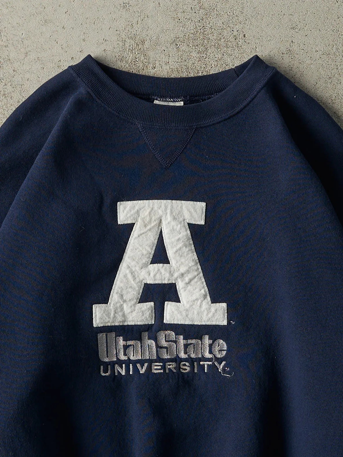 Vintage 90s Navy Blue Utah State University Boxy Crewneck (XL) sold by Rebalance Vintage product image thumbnail 2