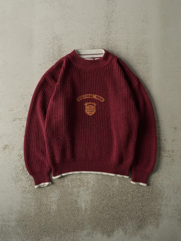 Vintage 80s Burgundy Ecological Trend Knit Pullover (M) sold by Rebalance Vintage