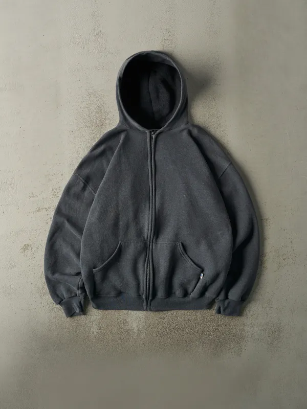 Vintage Y2K Charcoal Grey Russell Athletic Zip Up Hoodie (L) sold by Rebalance Vintage