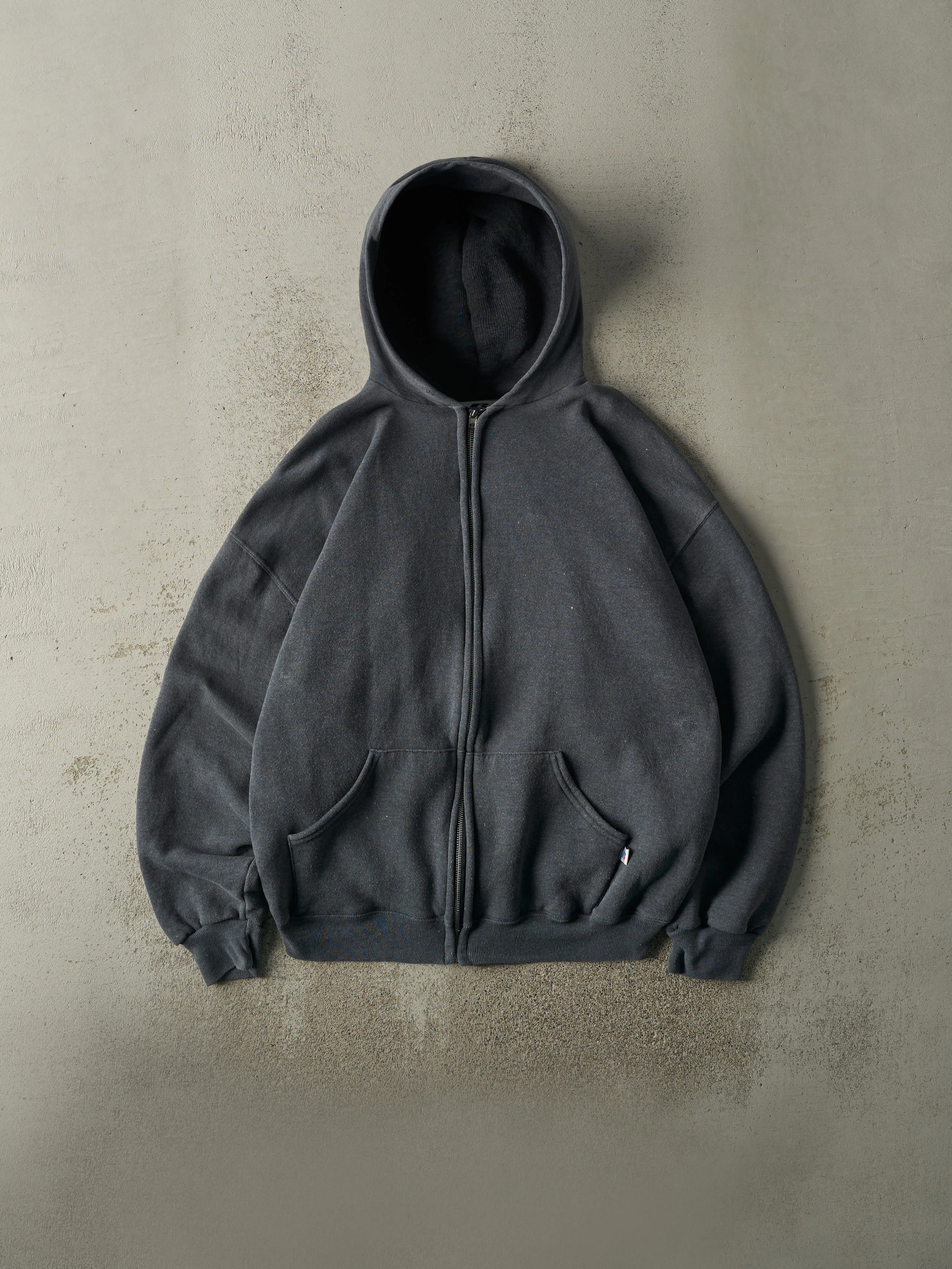 Vintage Y2K Charcoal Grey Russell Athletic Zip Up Hoodie (L) sold by Rebalance Vintage
