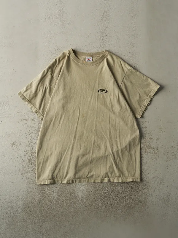 Vintage 90s Beige Embroidered Speedo Logo Tee (L) sold by Rebalance Vintage