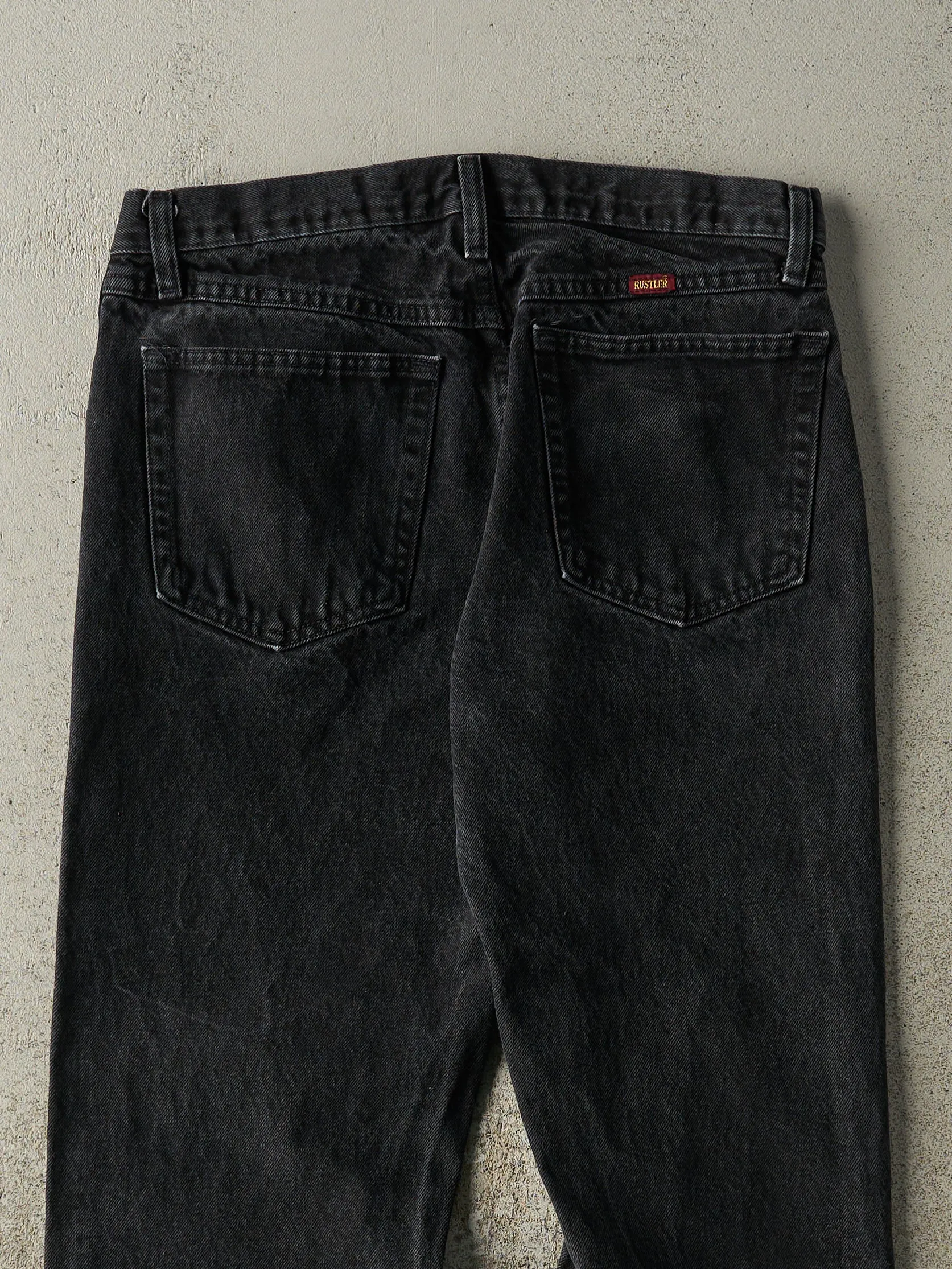 Vintage 90s Faded Black Rustler Denim Pants (32x33.5) sold by Rebalance Vintage product image thumbnail 4