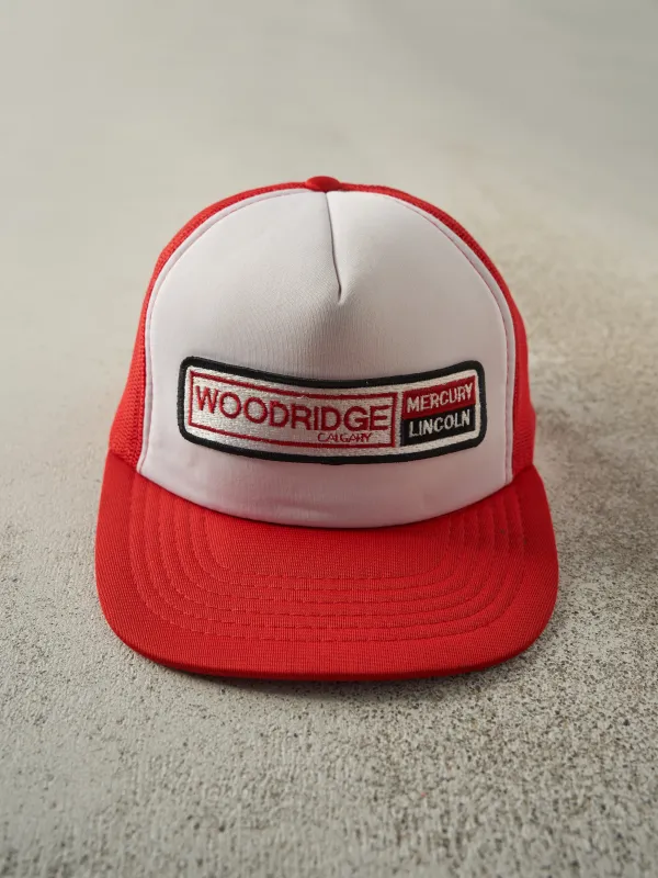 Vintage 80s Red & White Woodridge Mercury Lincoln Foam Trucker sold by Rebalance Vintage