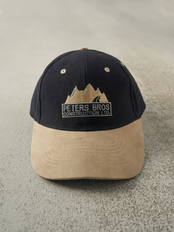Vintage Y2K Navy Blue & Beige Peters Bros Construction Two Tone Strapback sold by Rebalance Vintage