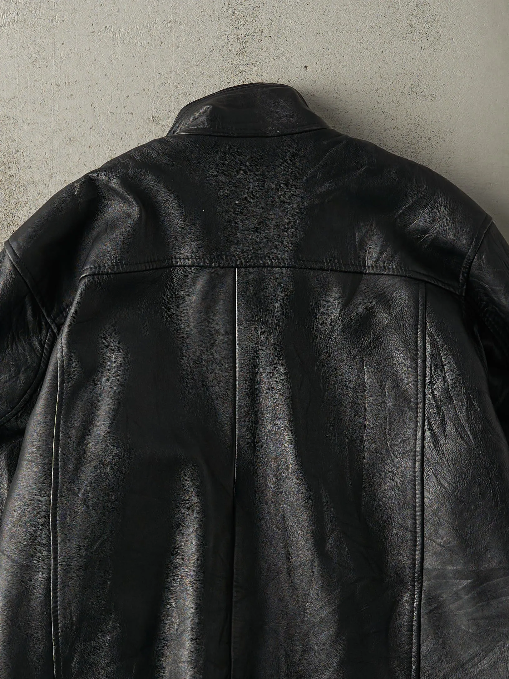 Vintage 90s Black Embroidered Fire Dept Leather Jacket (XL) sold by Rebalance Vintage product image thumbnail 4