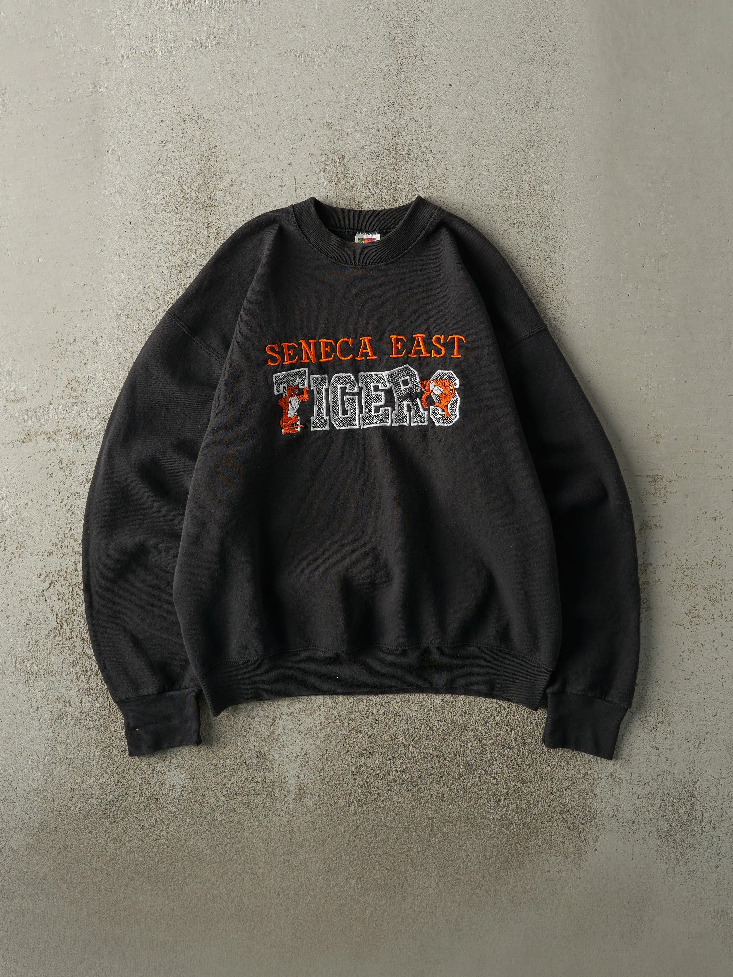 Vintage 90s Black Embroidered Seneca East Tigers Crewneck (M/L) sold by Rebalance Vintage