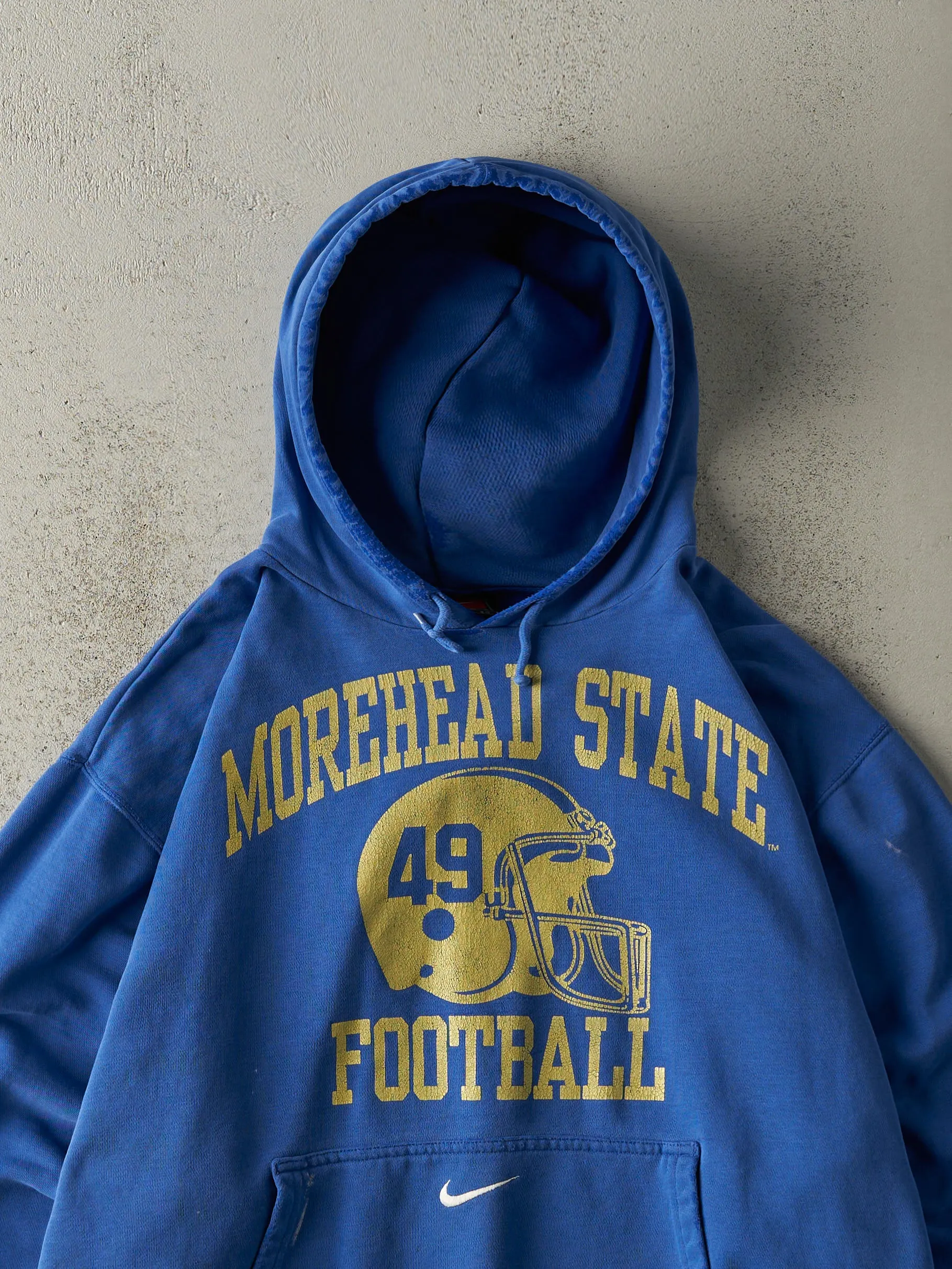 Vintage 90s Blue Nike Morehead State Football Hoodie (XL) sold by Rebalance Vintage product image thumbnail 2