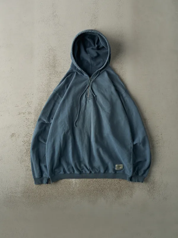 Vintage 90s Teal Roots Quarter Zip Hoodie (L) sold by Rebalance Vintage