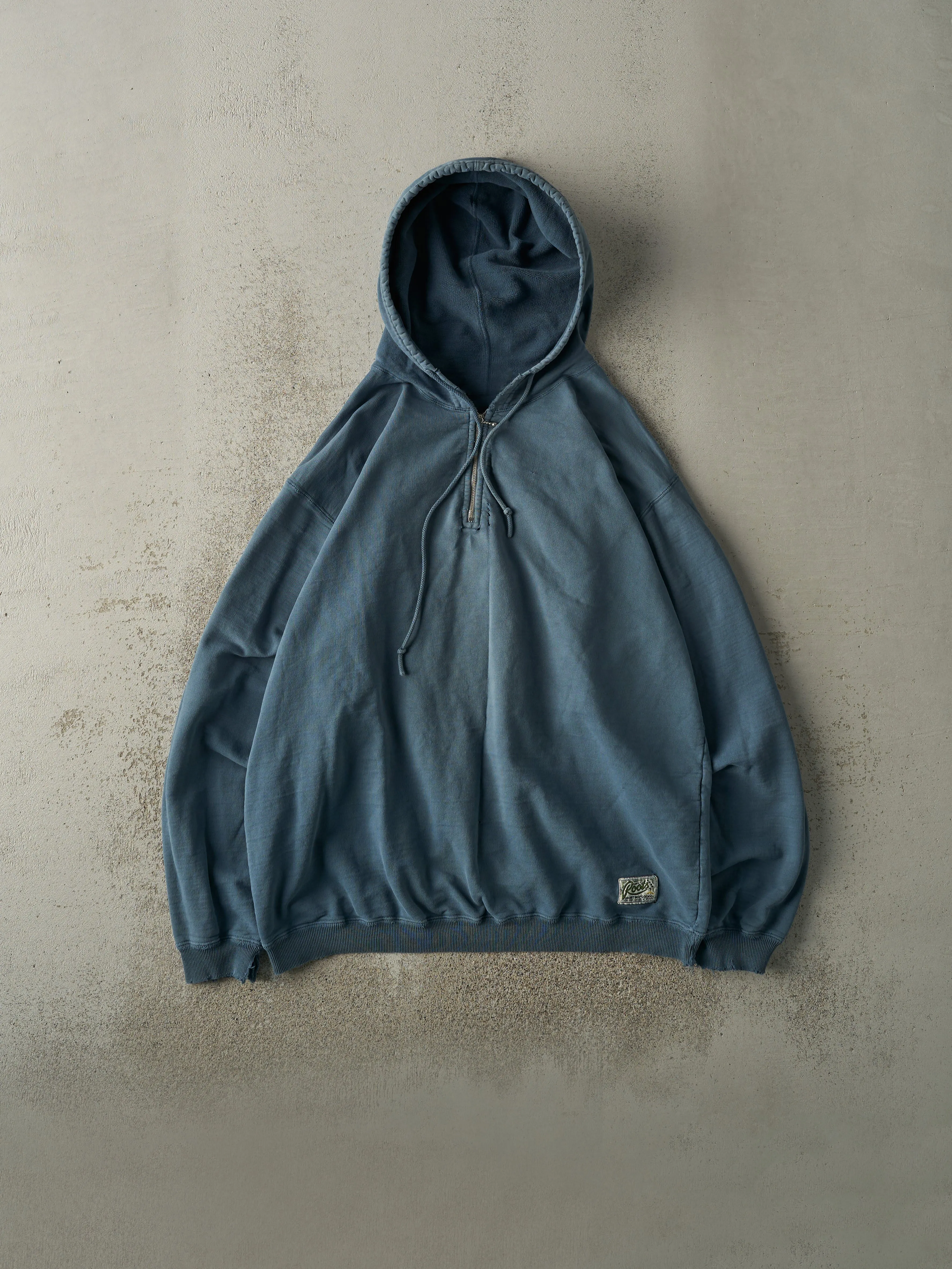 Vintage 90s Teal Roots Quarter Zip Hoodie (L) sold by Rebalance Vintage