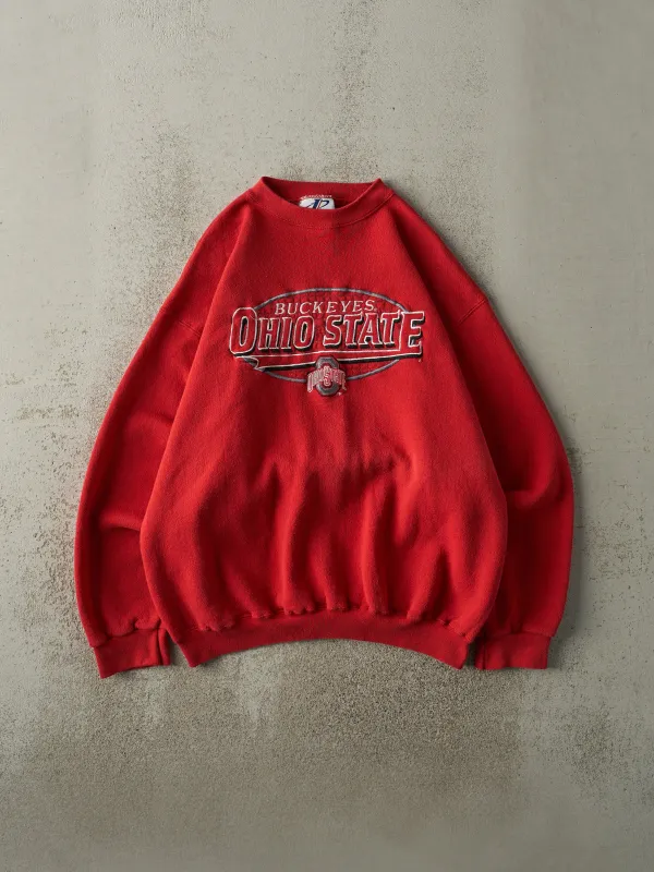 Vintage 90s Red Embroidered Ohio State Buckeyes Crewneck (L) sold by Rebalance Vintage