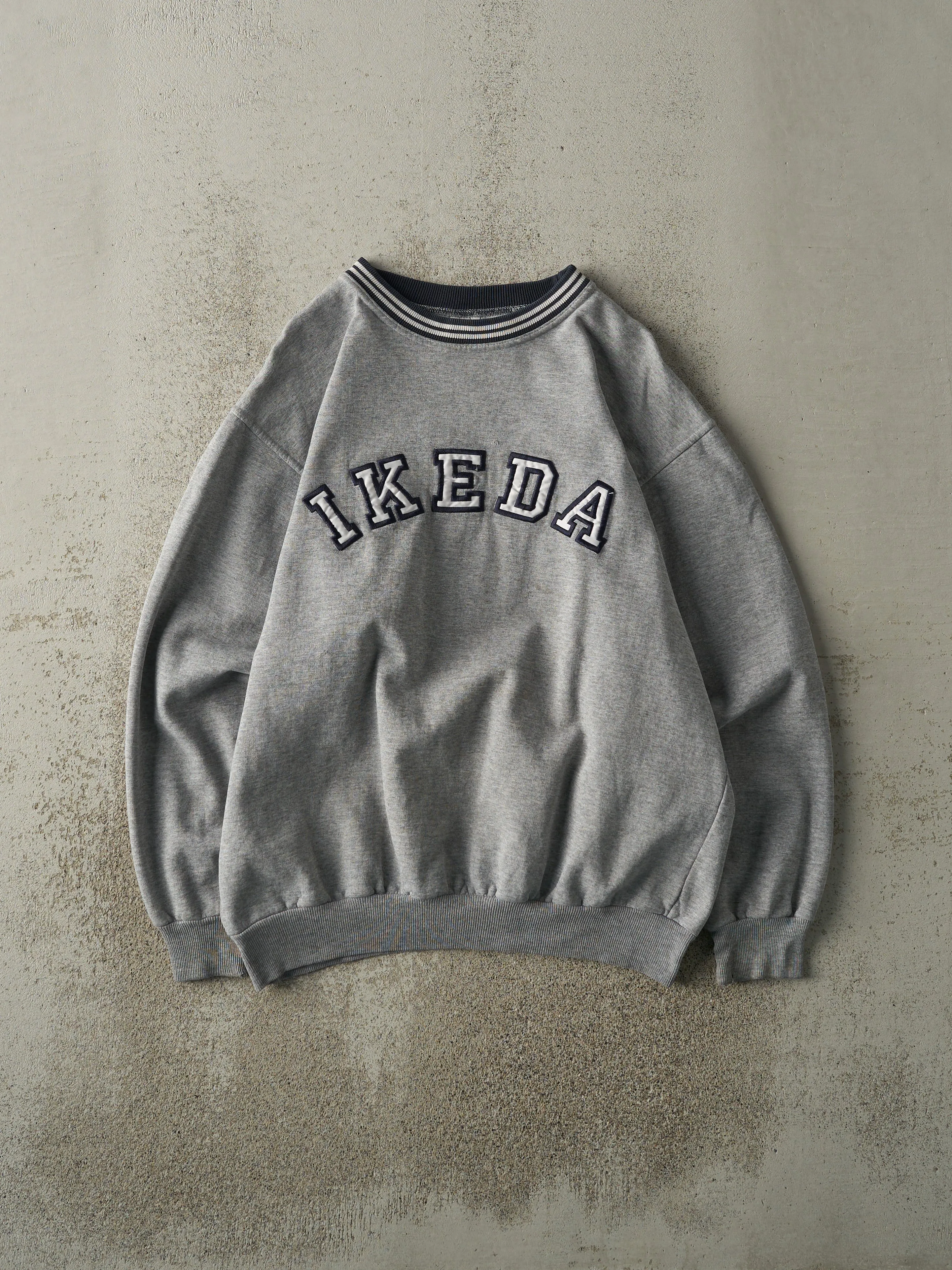 Vintage Y2K Grey Embroidered Ikeda Crewneck (M/L) sold by Rebalance Vintage