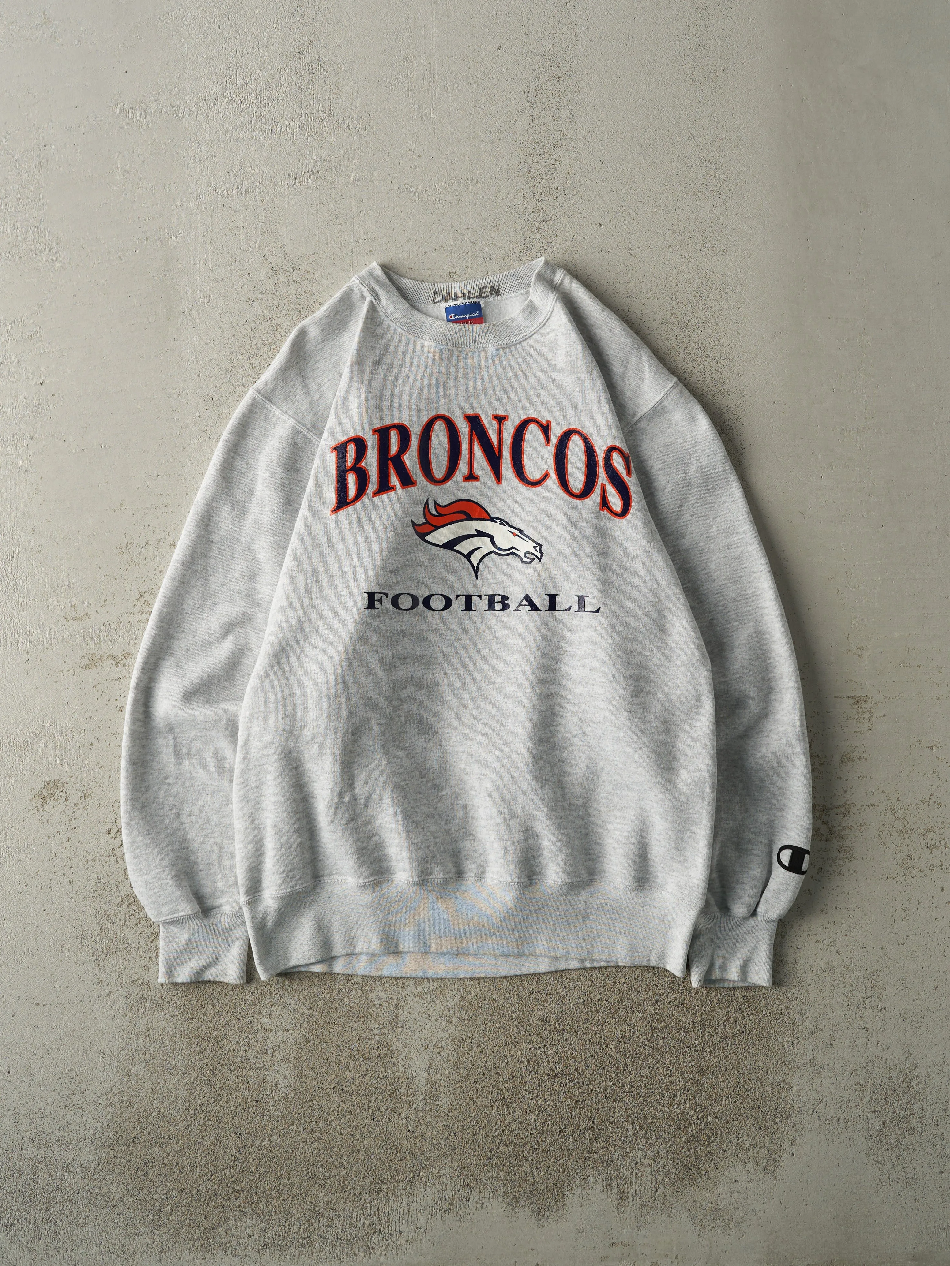 Vintage 90s Heather Grey Denver Broncos Crewneck (M/L) sold by Rebalance Vintage