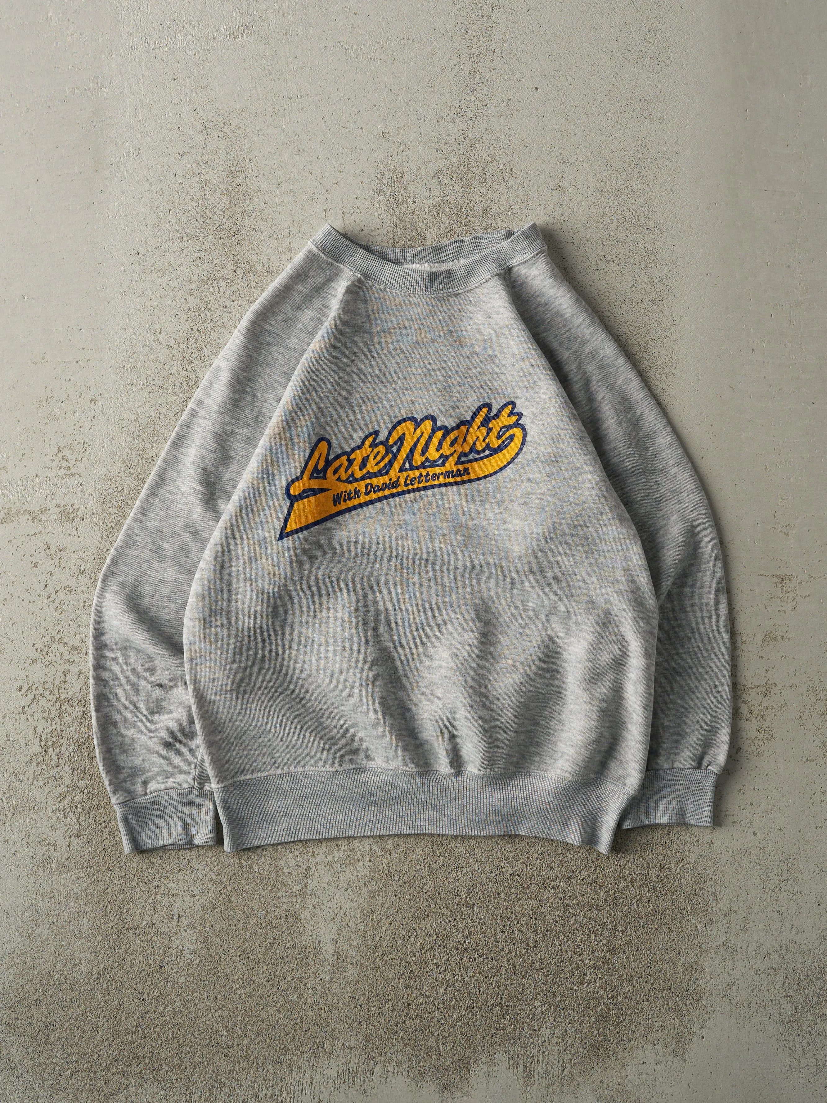 Vintage 90s Grey Late Night With David Letterman Crewneck (M) sold by Rebalance Vintage