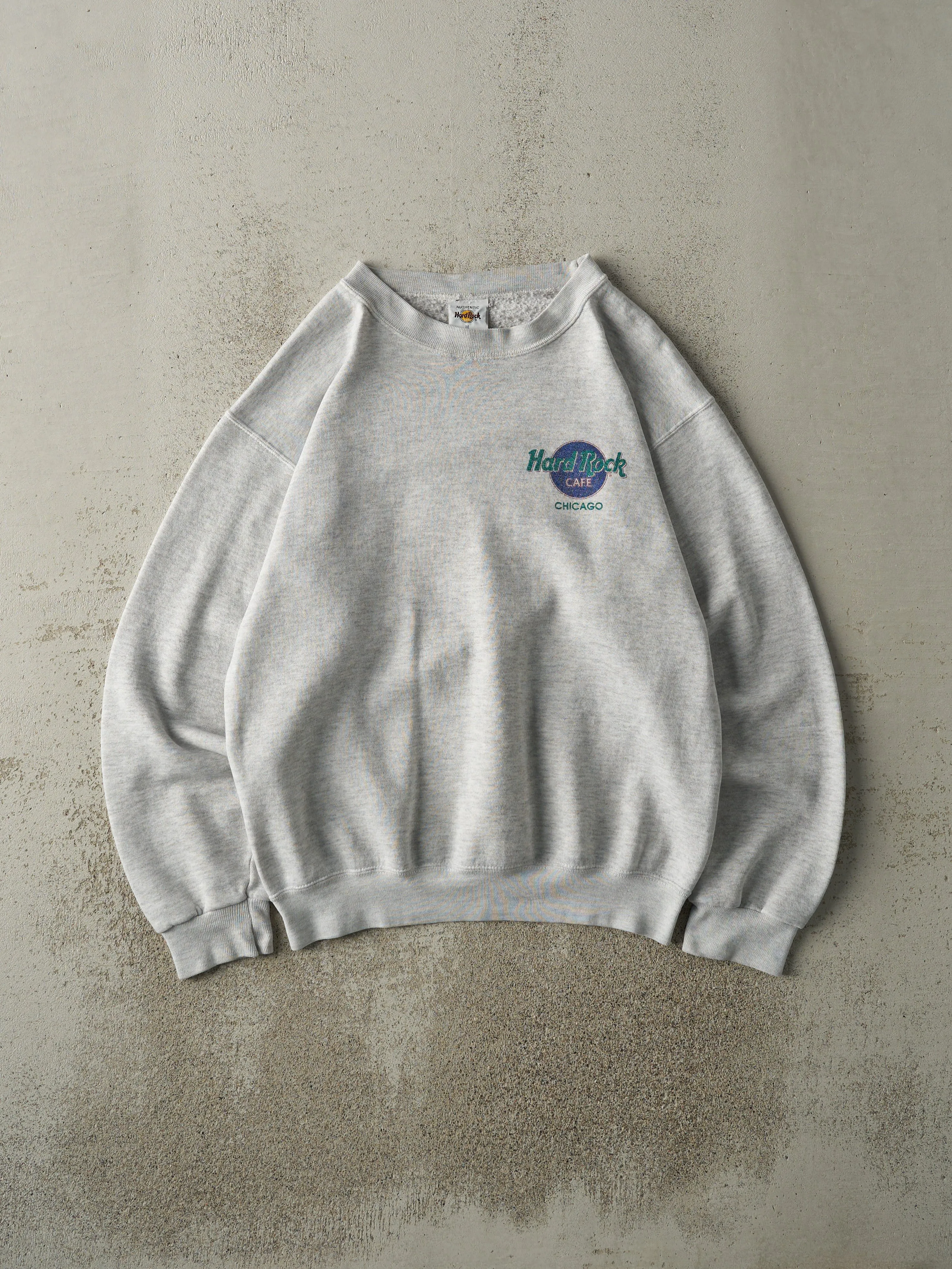 Vintage 90s Heather Grey Hard Rock Cafe Chicago Crewneck (M) sold by Rebalance Vintage product image thumbnail 2