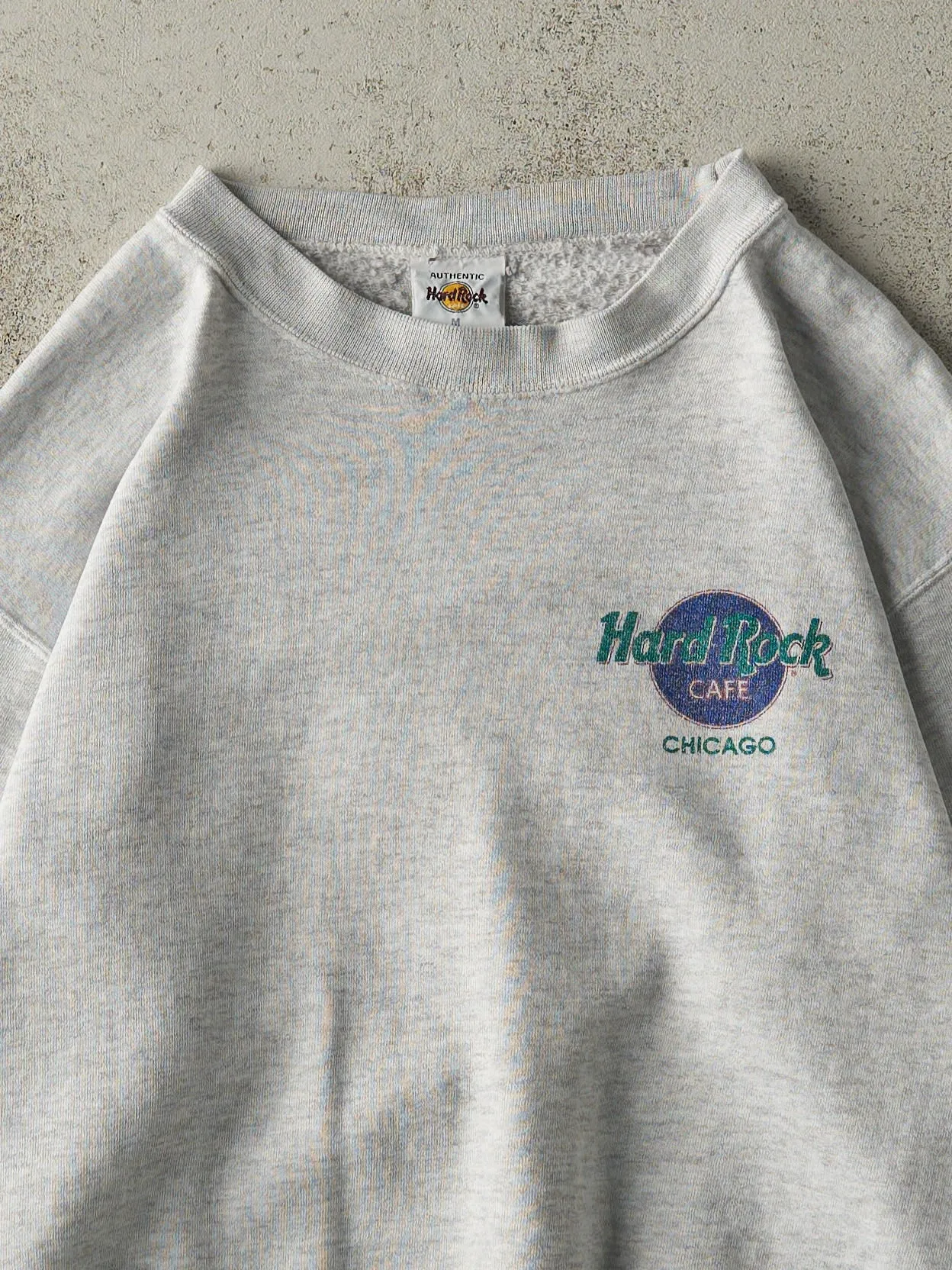 Vintage 90s Heather Grey Hard Rock Cafe Chicago Crewneck (M) sold by Rebalance Vintage product image thumbnail 3