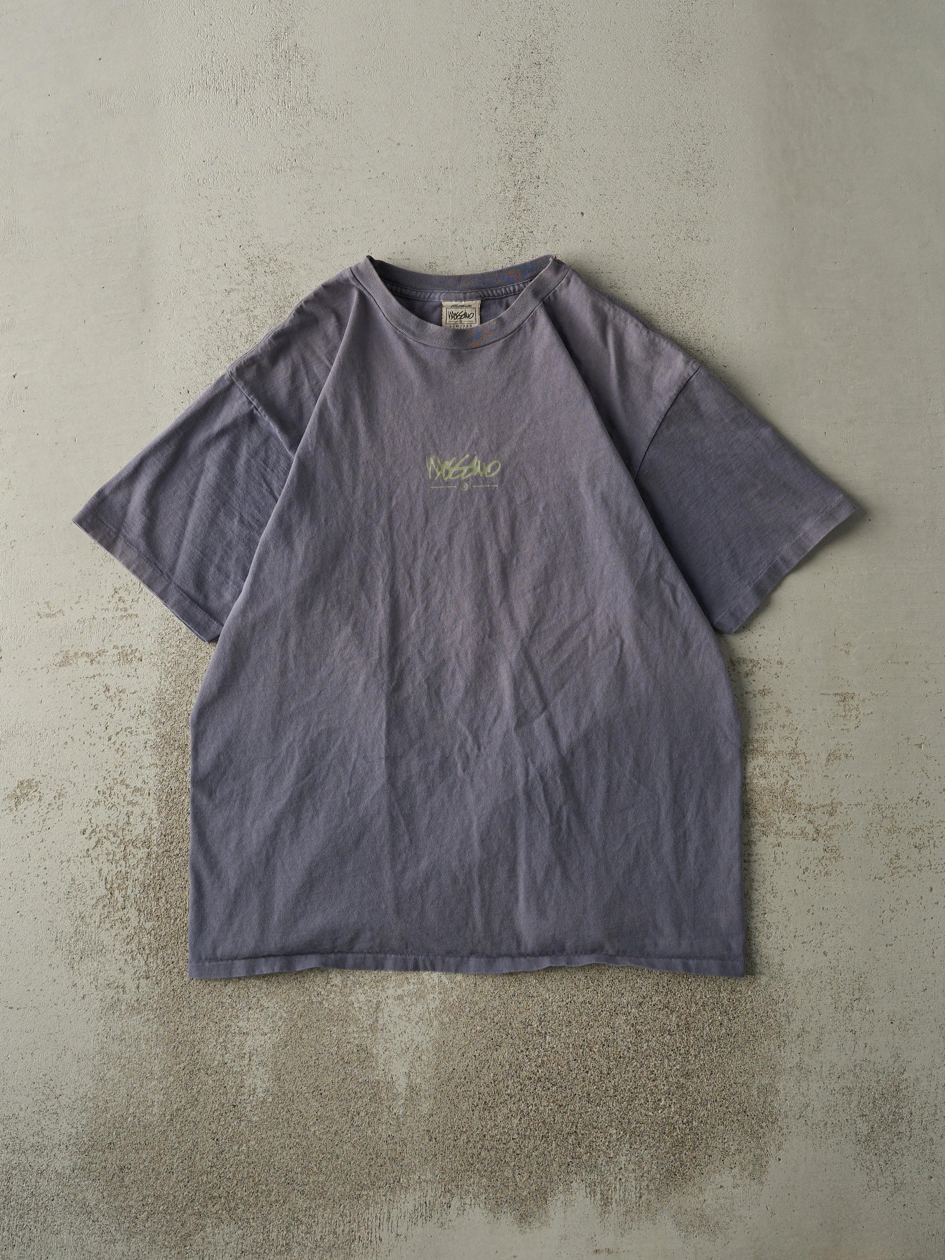 Vintage 90s Navy Blue Mossimo Single Stitch Tee (L) sold by Rebalance Vintage