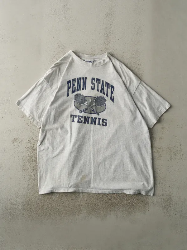 Vintage 90s Heather Grey Penn State Tennis Single Stitch Tee (L/XL) sold by Rebalance Vintage