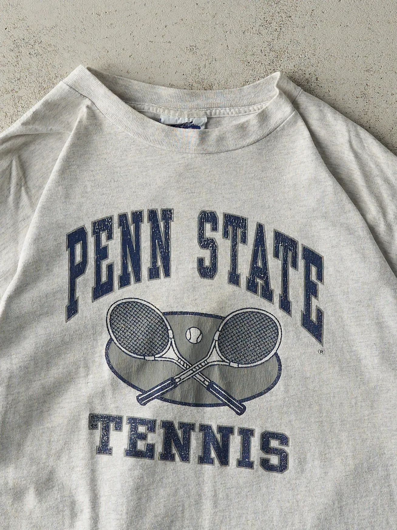 Vintage 90s Heather Grey Penn State Tennis Single Stitch Tee (L/XL) sold by Rebalance Vintage product image thumbnail 2