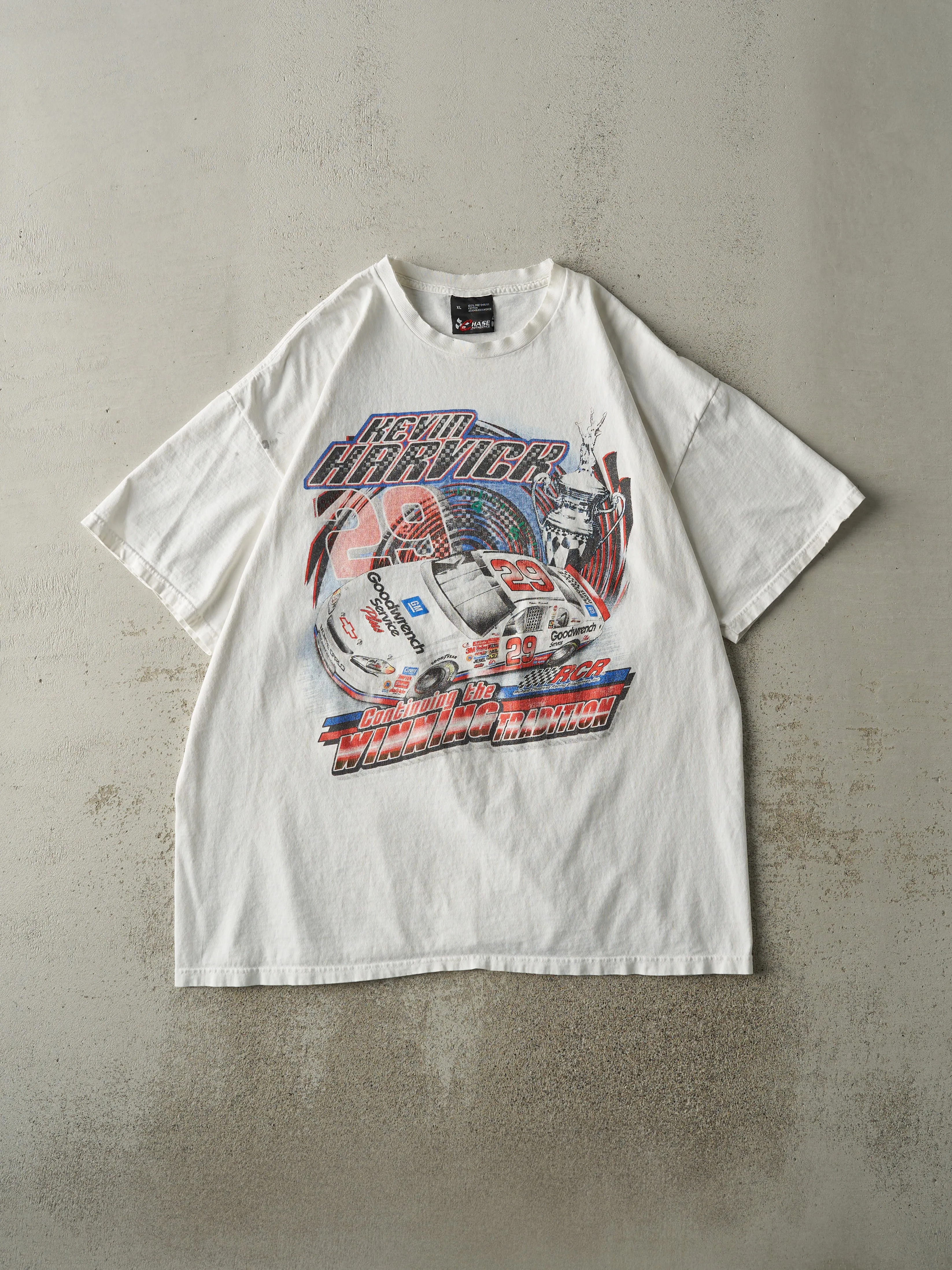 Vintage Y2K White Nascar #29 Kevin Harvick Racing Tee (L/XL) sold by Rebalance Vintage