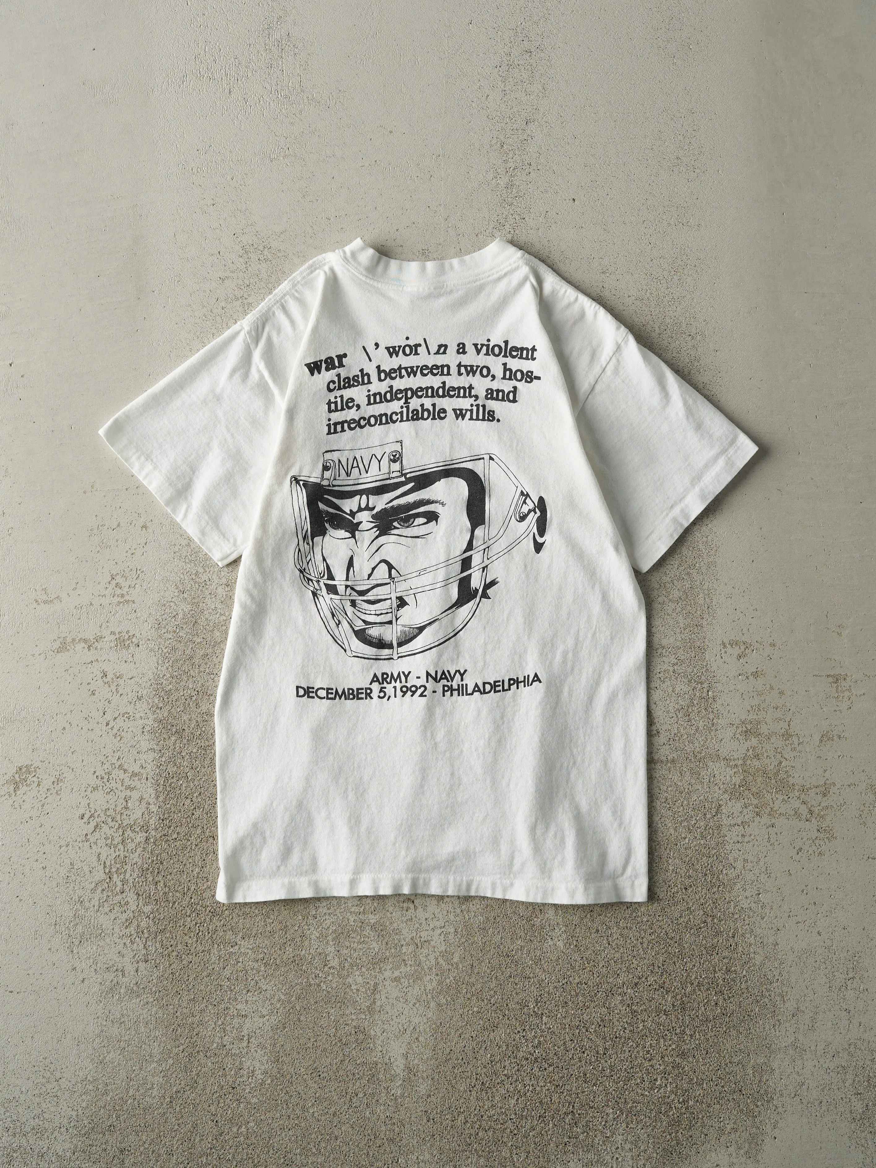 Vintage 92' White Army vs Navy Football Game Single Stitch Tee (S) sold by Rebalance Vintage product image thumbnail 2