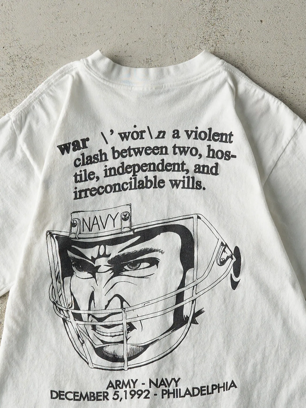 Vintage 92' White Army vs Navy Football Game Single Stitch Tee (S) sold by Rebalance Vintage product image thumbnail 4