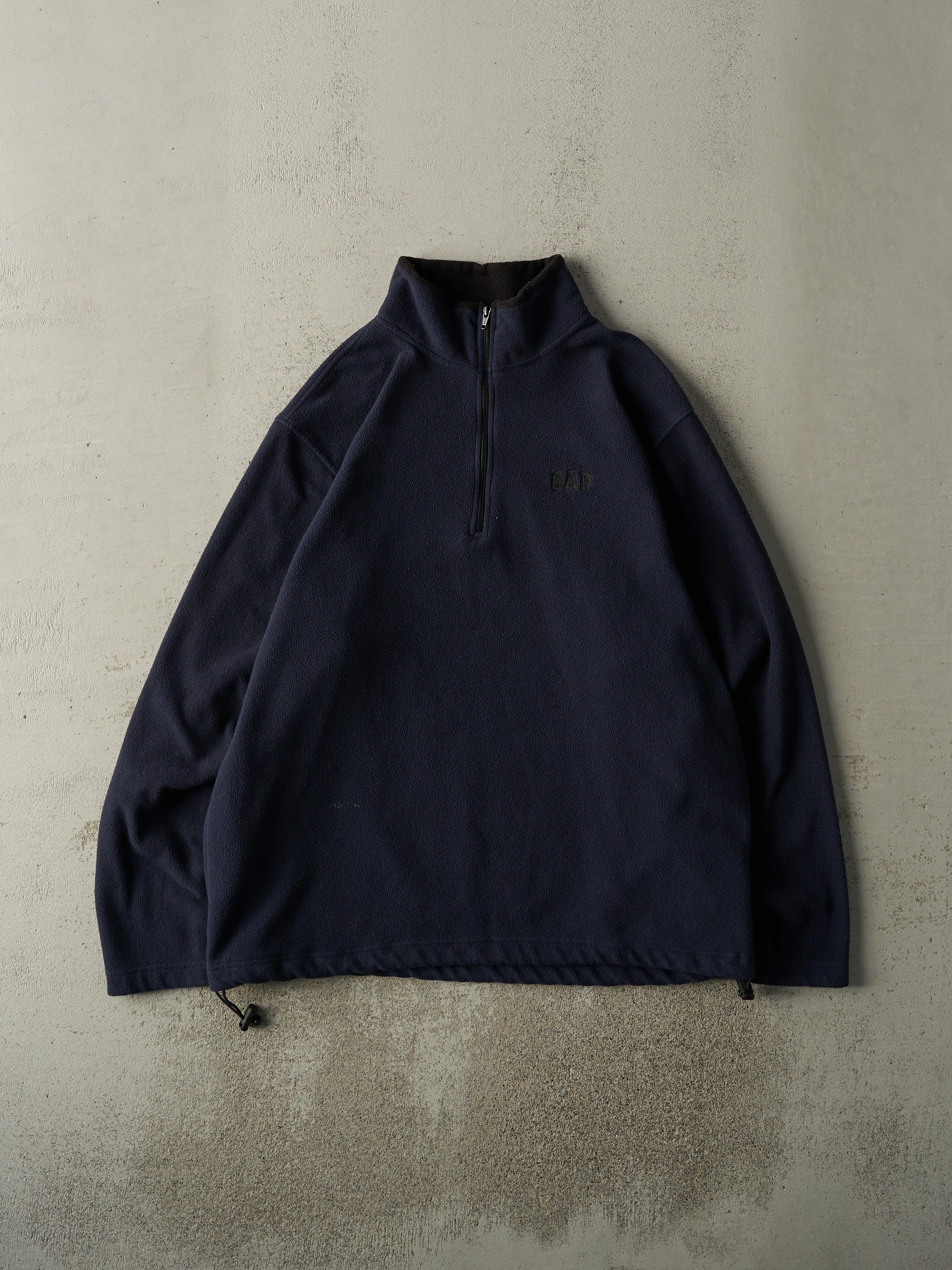 Vintage Y2K Navy Blue Embroidered Gap Fleece Quarter Zip (L/XL) sold by Rebalance Vintage