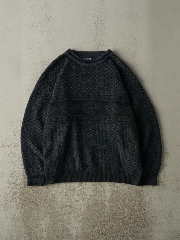 Vintage 80s Black & Navy Patterned Pullover Knit (M) sold by Rebalance Vintage